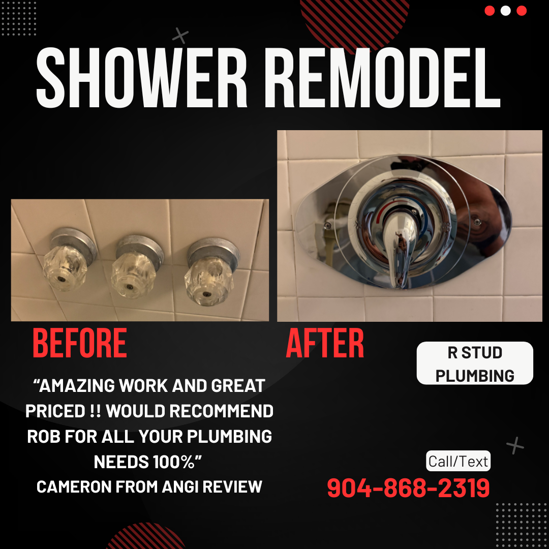 Plumber replacing shower valve and installing new shower trim in home