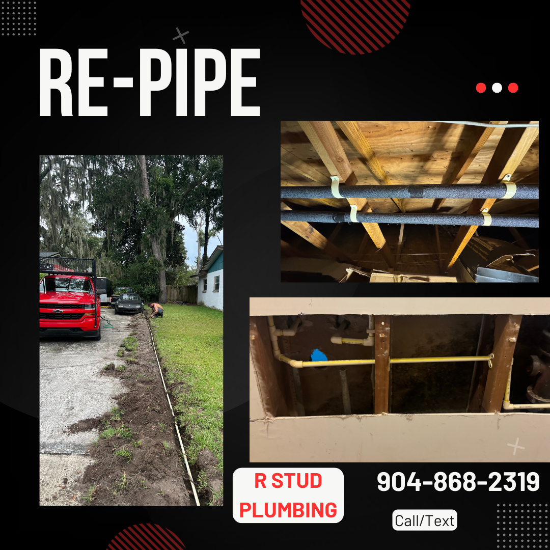 Professional repiping to replace old galvanized pipes in home