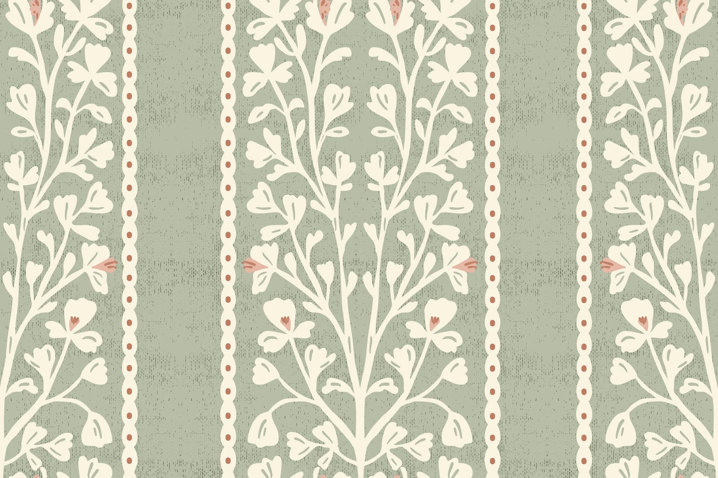 ELISE BOTANICAL STRIPE IN SAGE AND CREAM