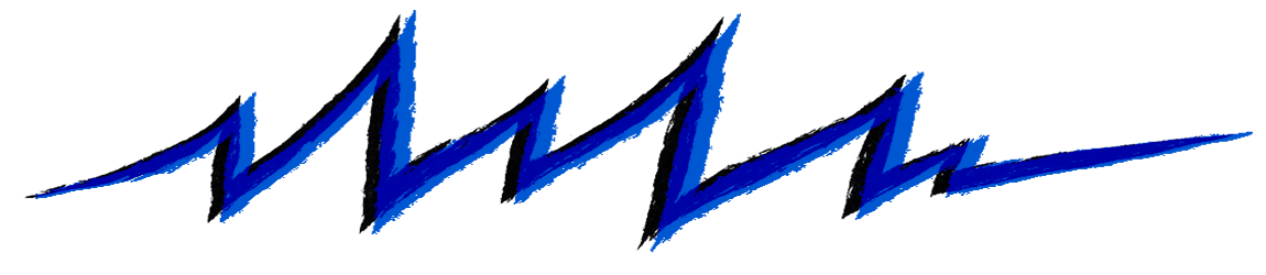 Blue stylized lightning bolt graphic on a black background.