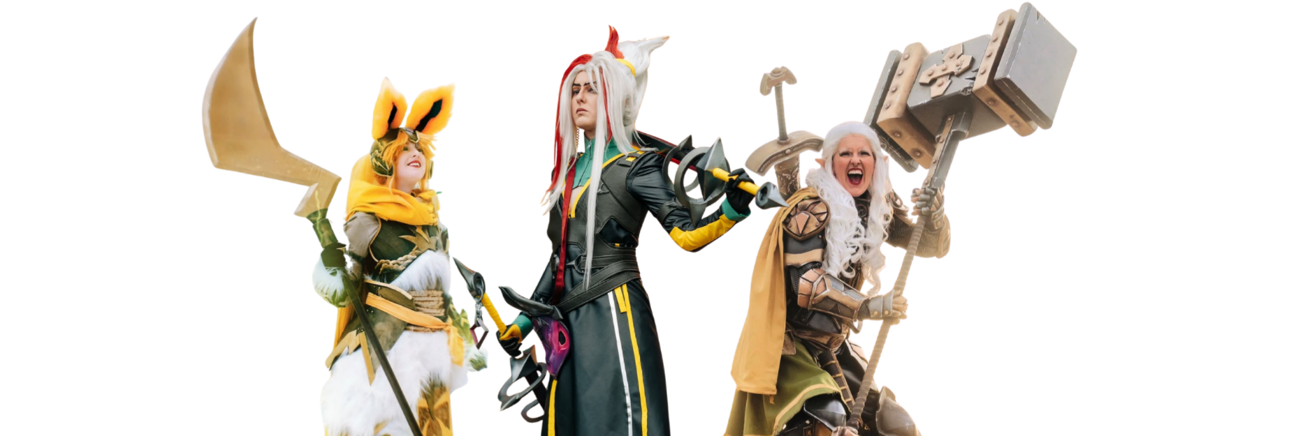 Three cosplay costumes made by cosplayer Maker Fishmeal