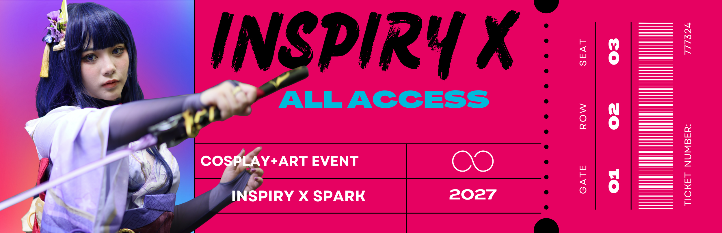An event ticket for INSPIRY X ALL ACCESS cosplay and art in 2027