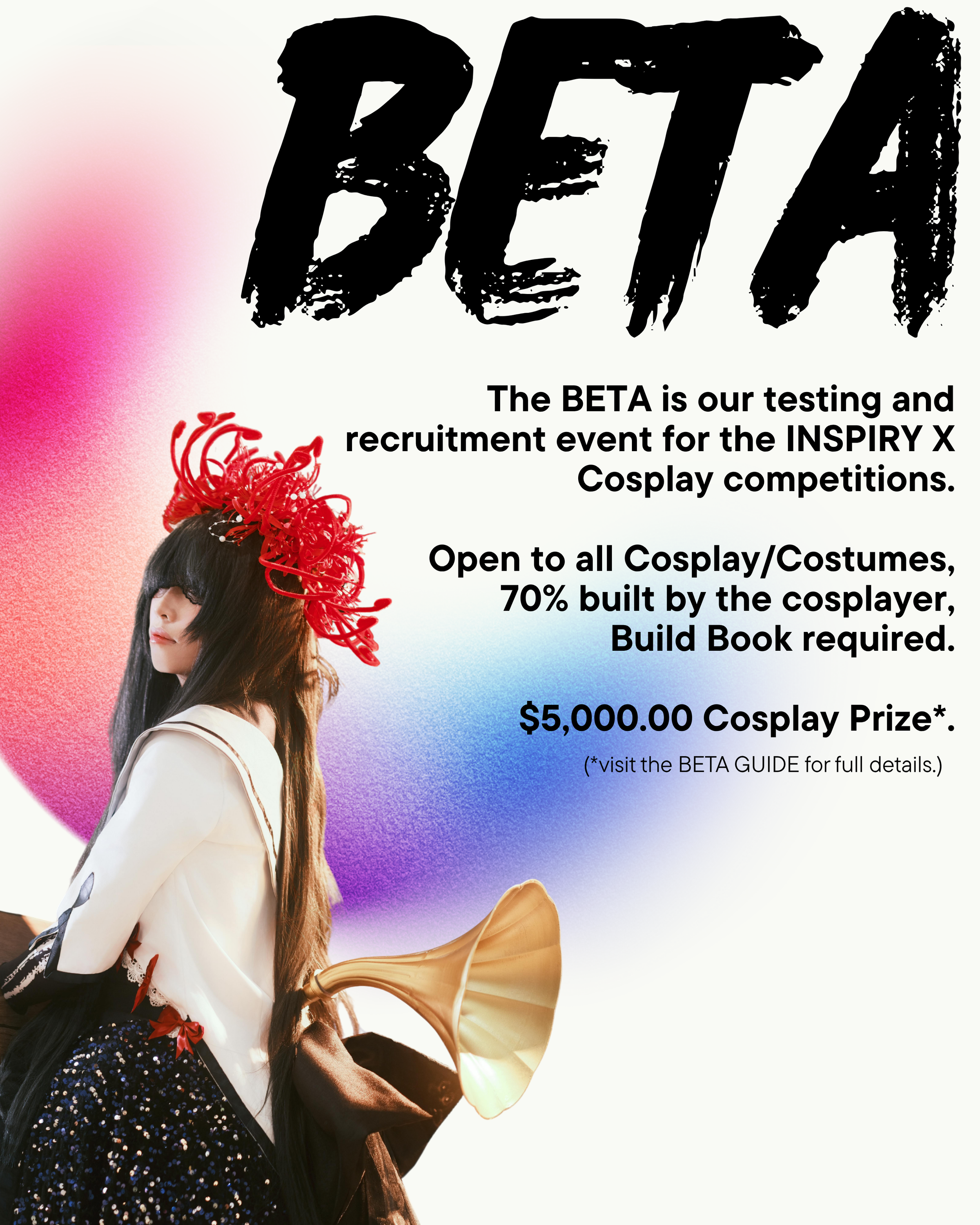 INSPIRY X BETA description infographic for cosplay.