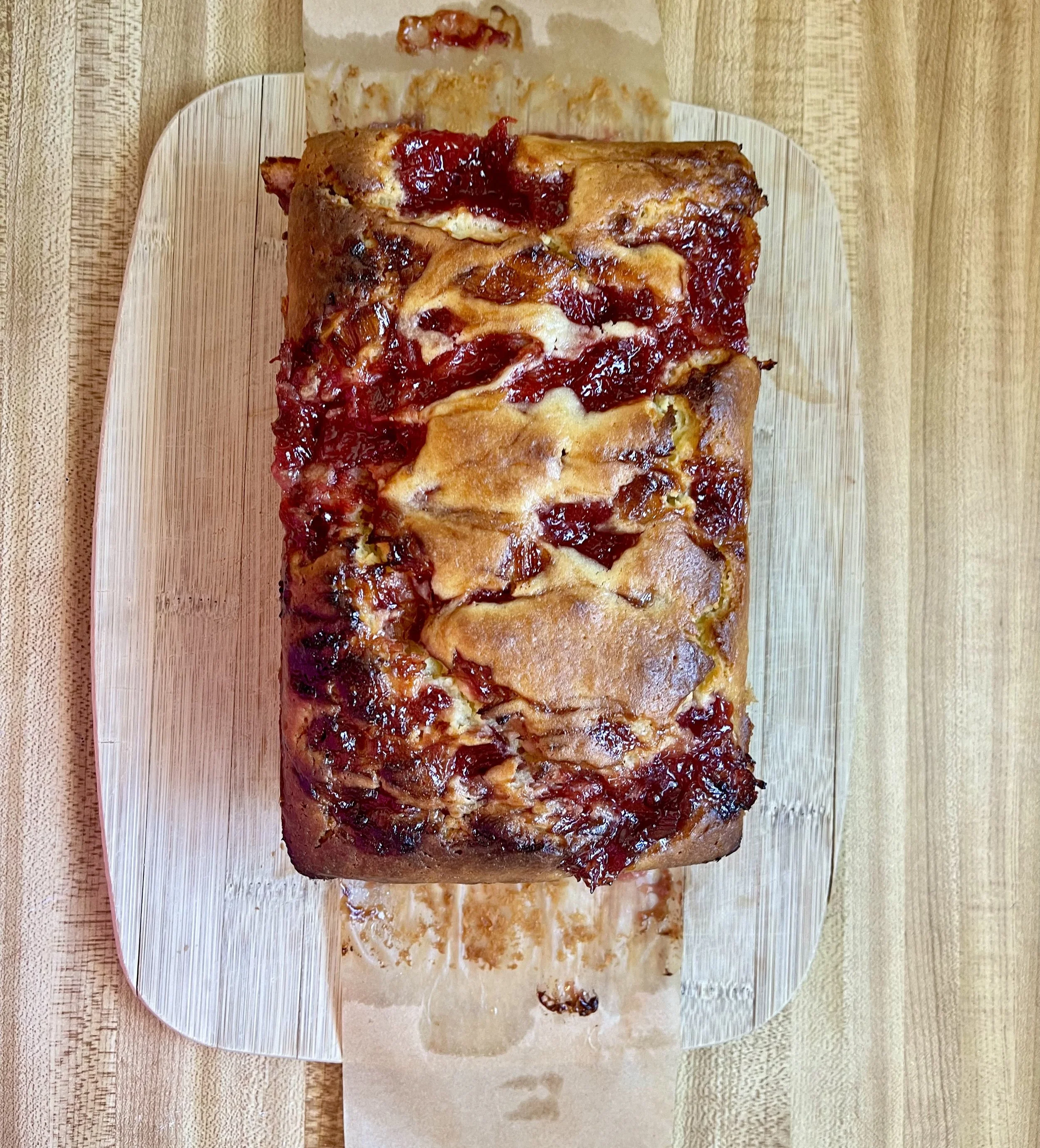 🍋 Rhubarb Swirl Lemon Olive Oil Loaf&nbsp;