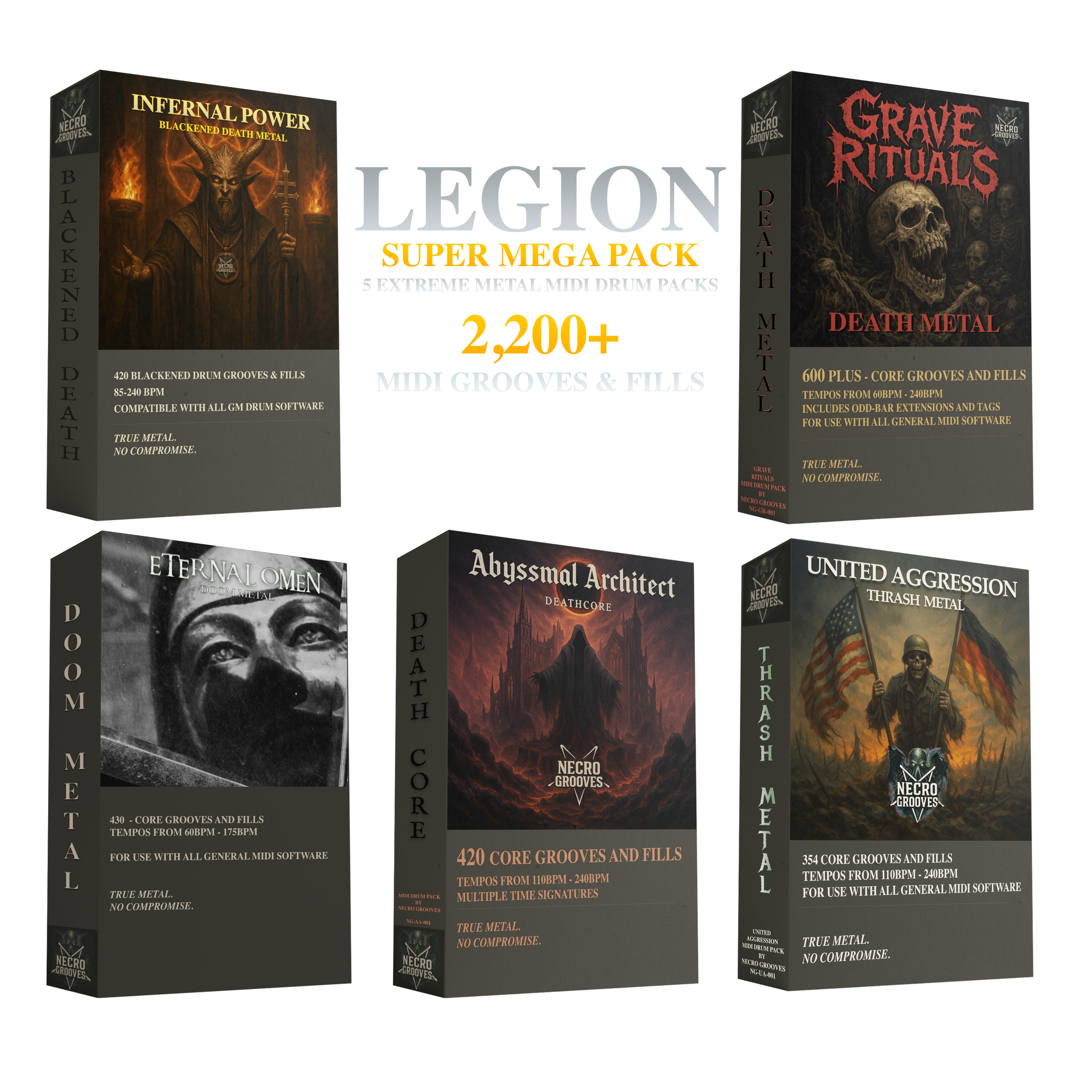 Legion Super Mega Pack | 5 Extreme Metal MIDI Drum Packs