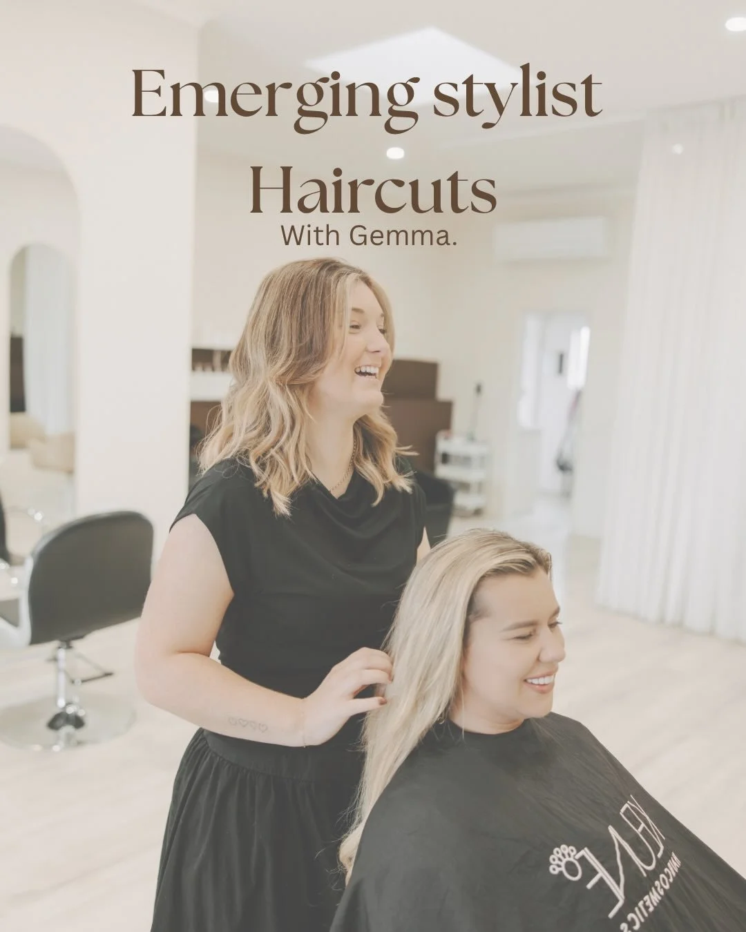 Here she is 👑

Enjoy a fresh cut with our emerging stylist, Gemma, at an introductory price. 
Gemma is currently offering basic haircut services and maintenance trims while building more experience in advanced cutting. 
Perfect for clients who are h
