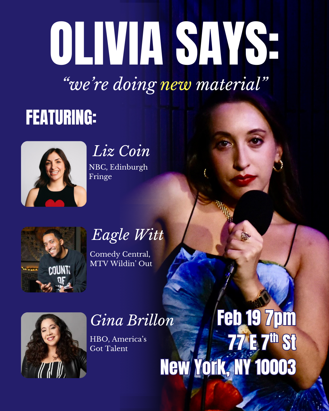 [NYC] Olivia Says: New Material night