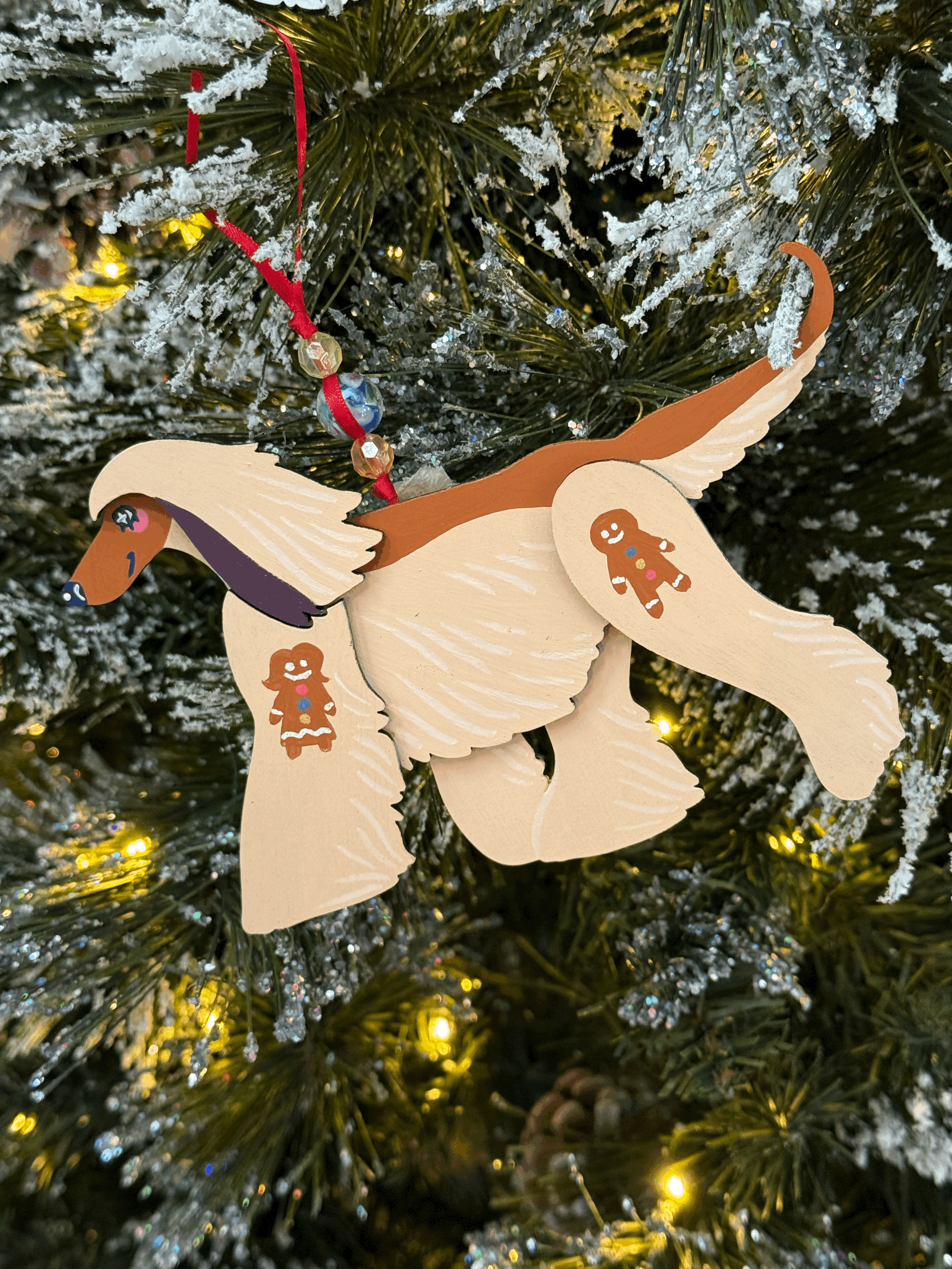 Afghan Hound - ORNAMENT - Gingerbread - Hand Painted