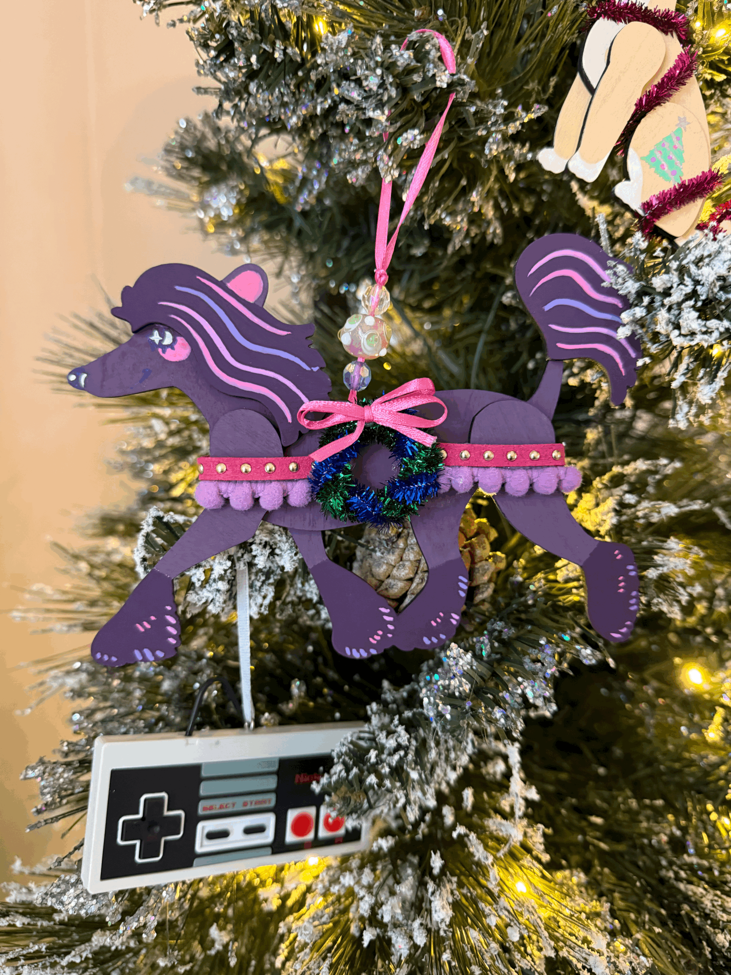 Chinese Crested Dog - ORNAMENT - Christmas Parade - Hand Painted