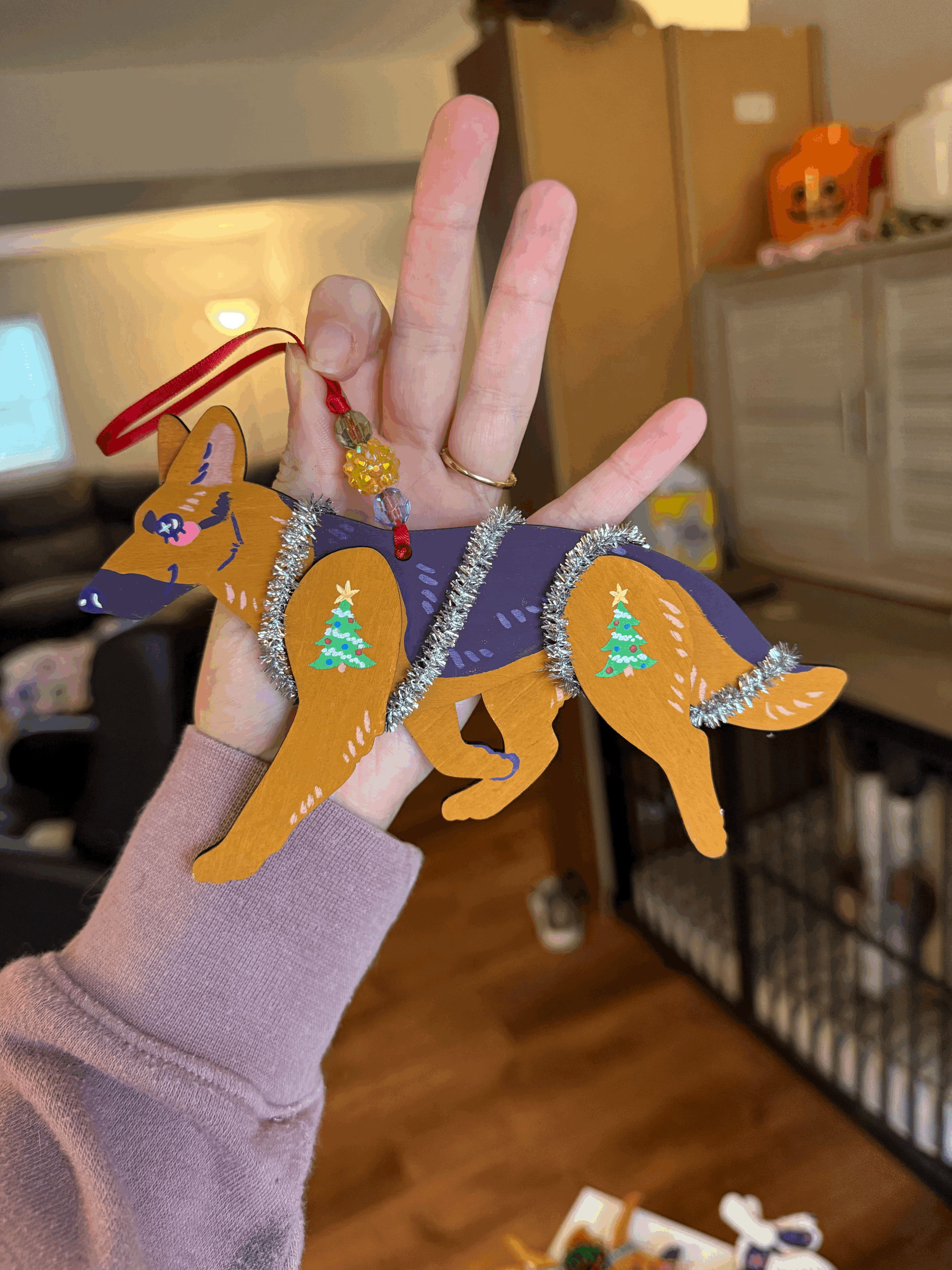 German Shepherd - ORNAMENT - Christmas Trees - Hand Painted