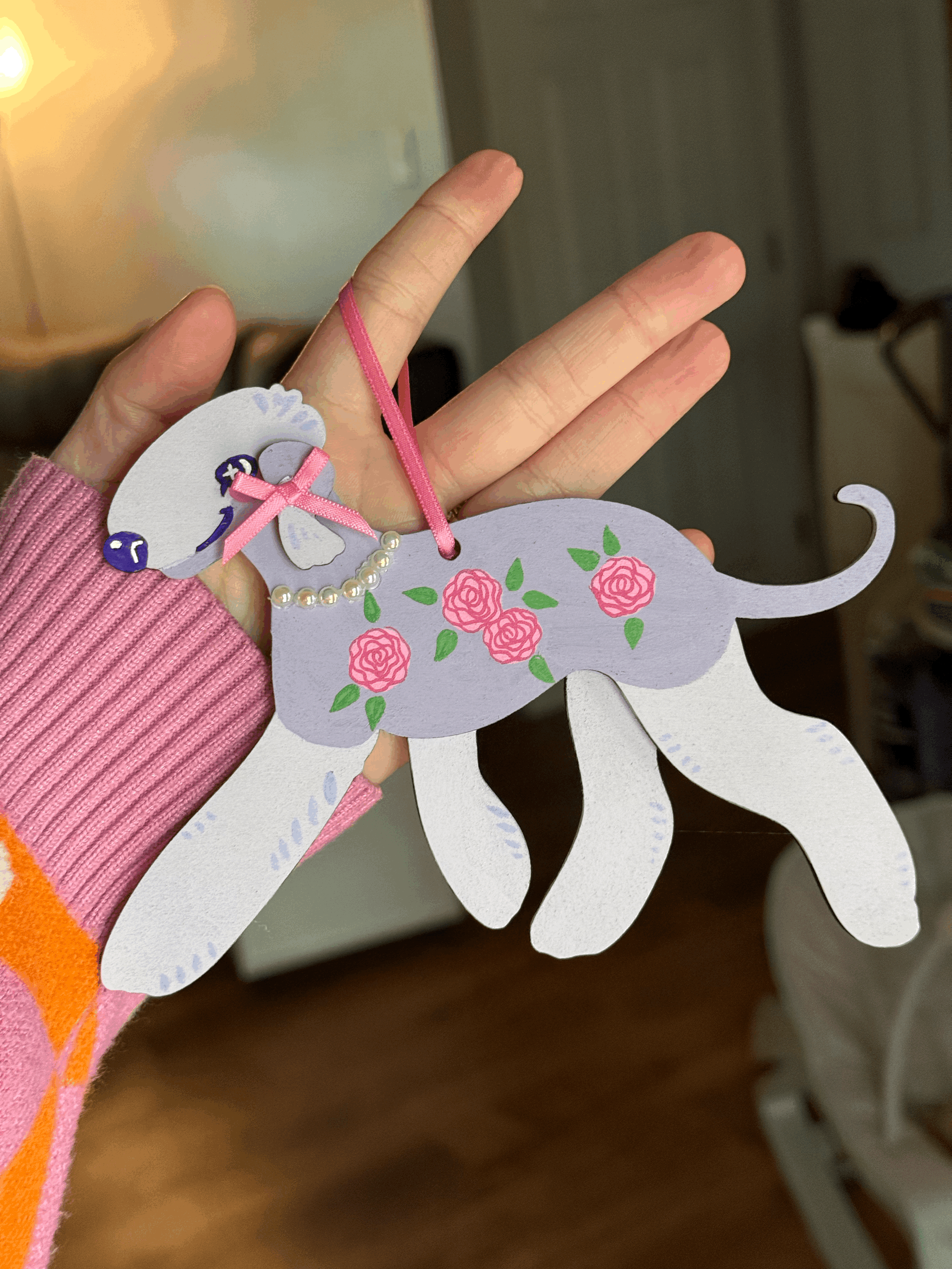 Coquette - Pink Floral Bedlington - Ornament