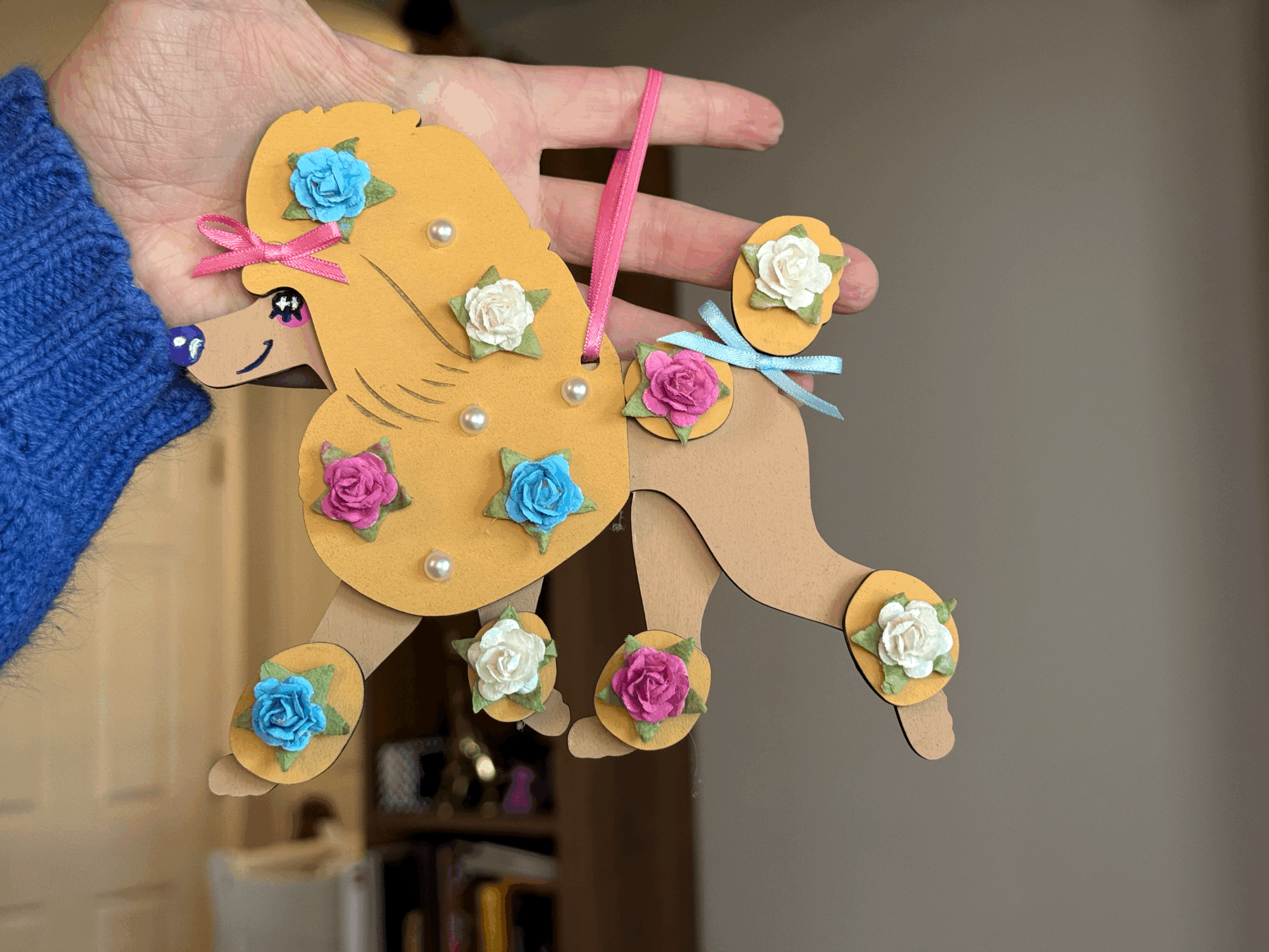 Coquette - Rose Garden Poodle - Ornament