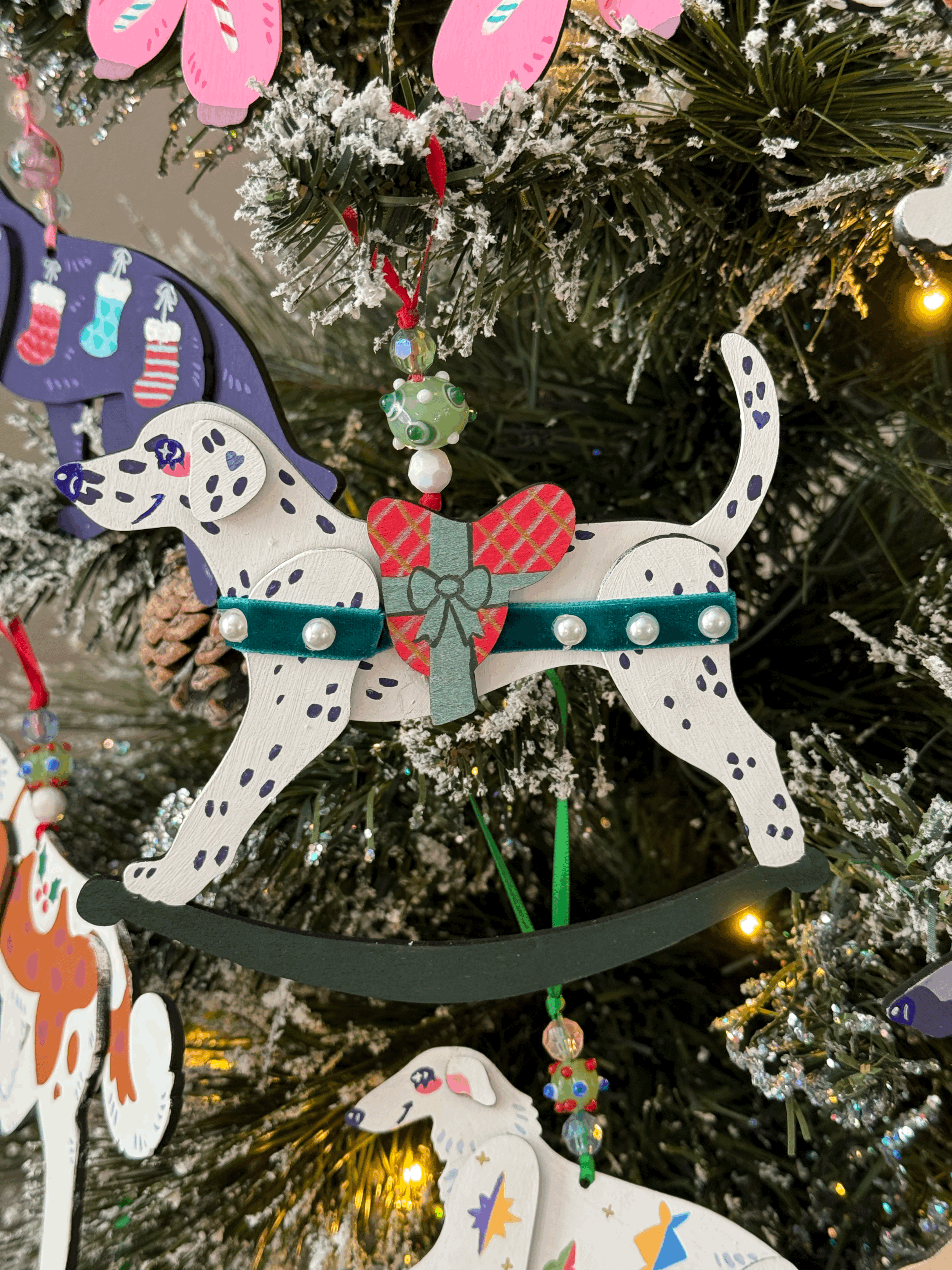 Dalmatian - ORNAMENT - Christmas Present - Hand Painted