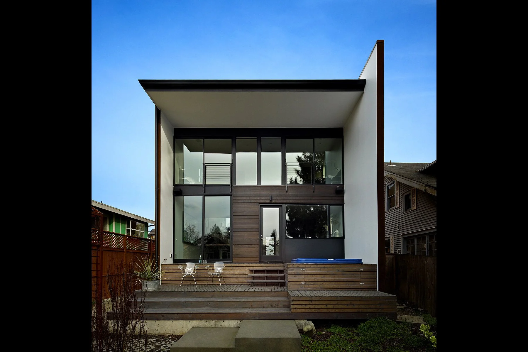 Multilevel covered Deck with hot tub