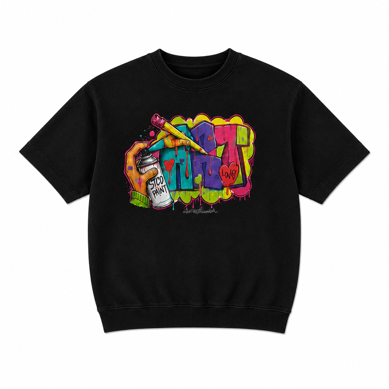 ART IS LOVE ...SHORT SLEEVE SWEATSHIRT