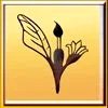 Jeanne Burrows-Johnson's "Logo in Gold," of pen, brush, and geometric flower
