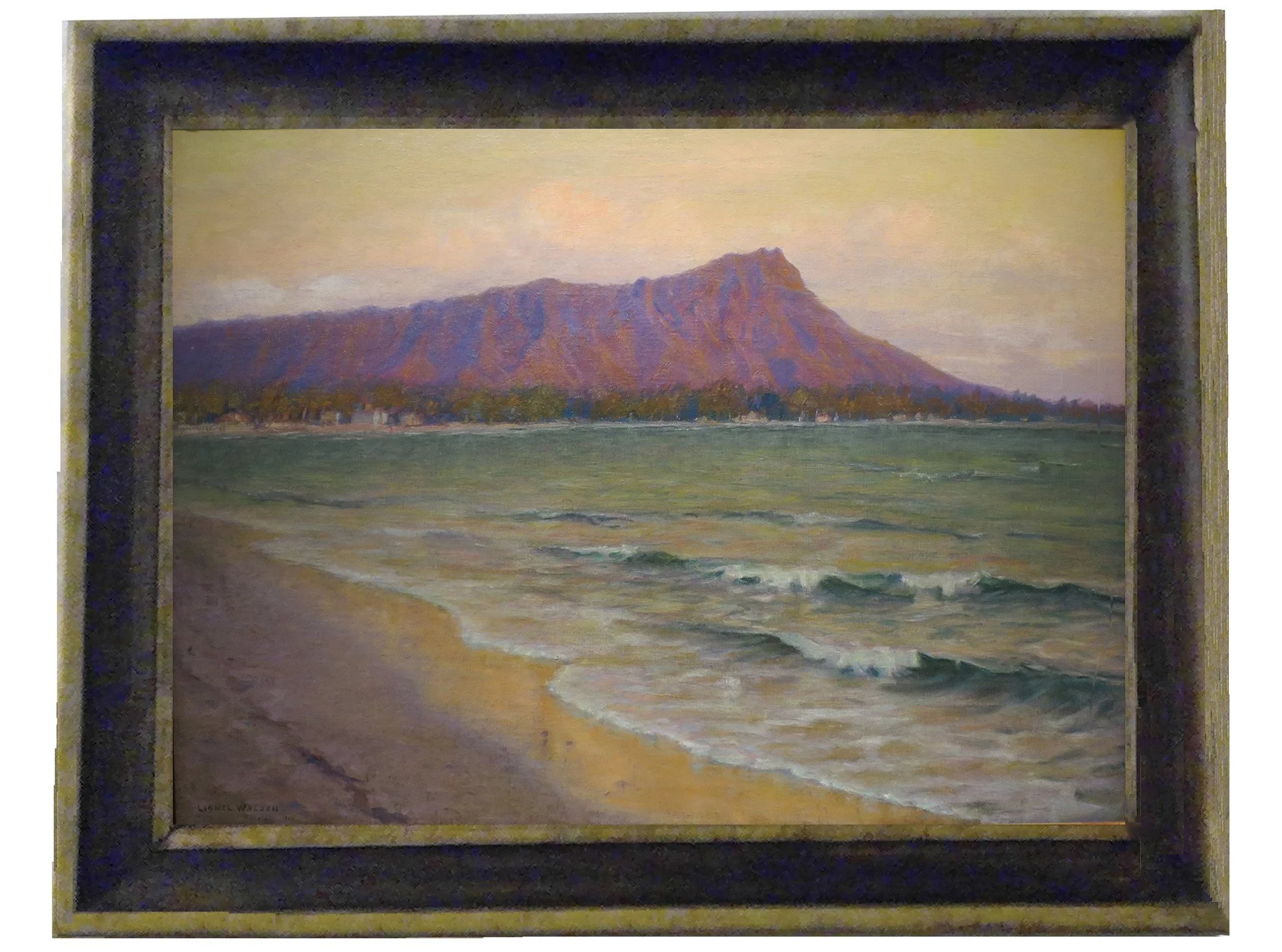 Image of painting, “Diamond Head and Waikiki Beach” Lionel Walden, 1918, HI State Art Museum