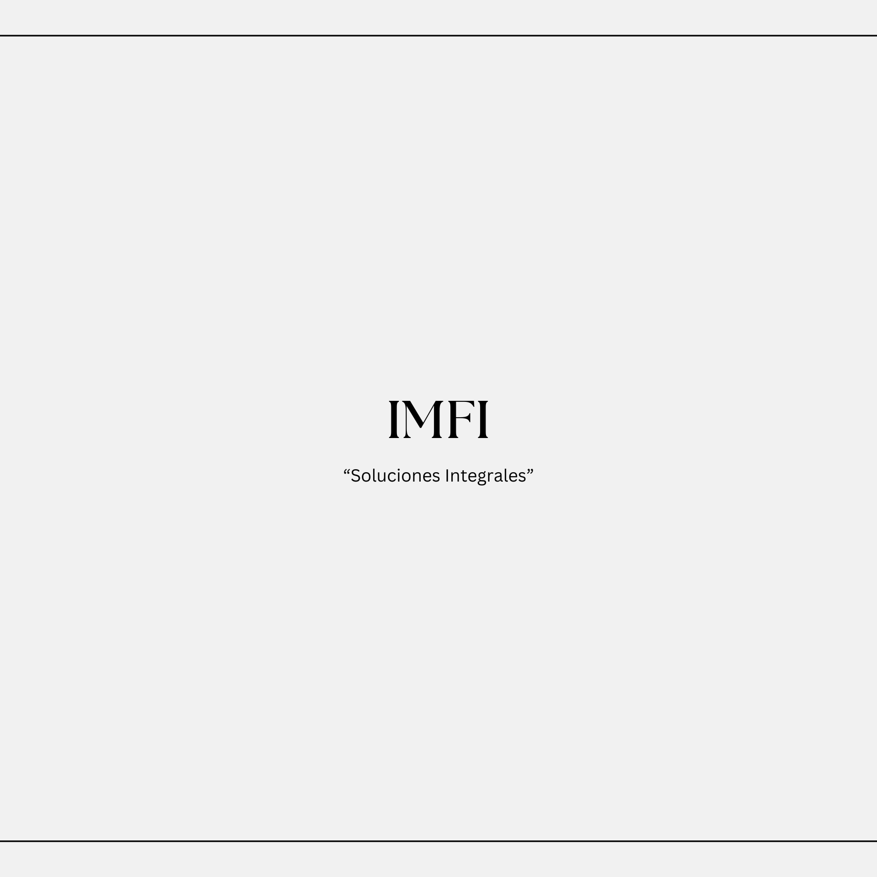 Portada de presentación de IMFI con el lema "Soluciones Integrales" en fondo gris claro