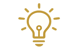 A cartoon illustration of a light bulb with a sun behind it, symbolizing ideas and creativity.