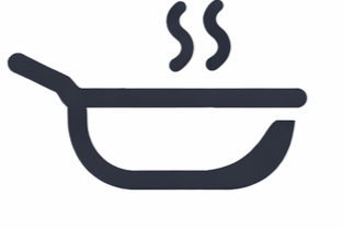 Pan with steam rising from it