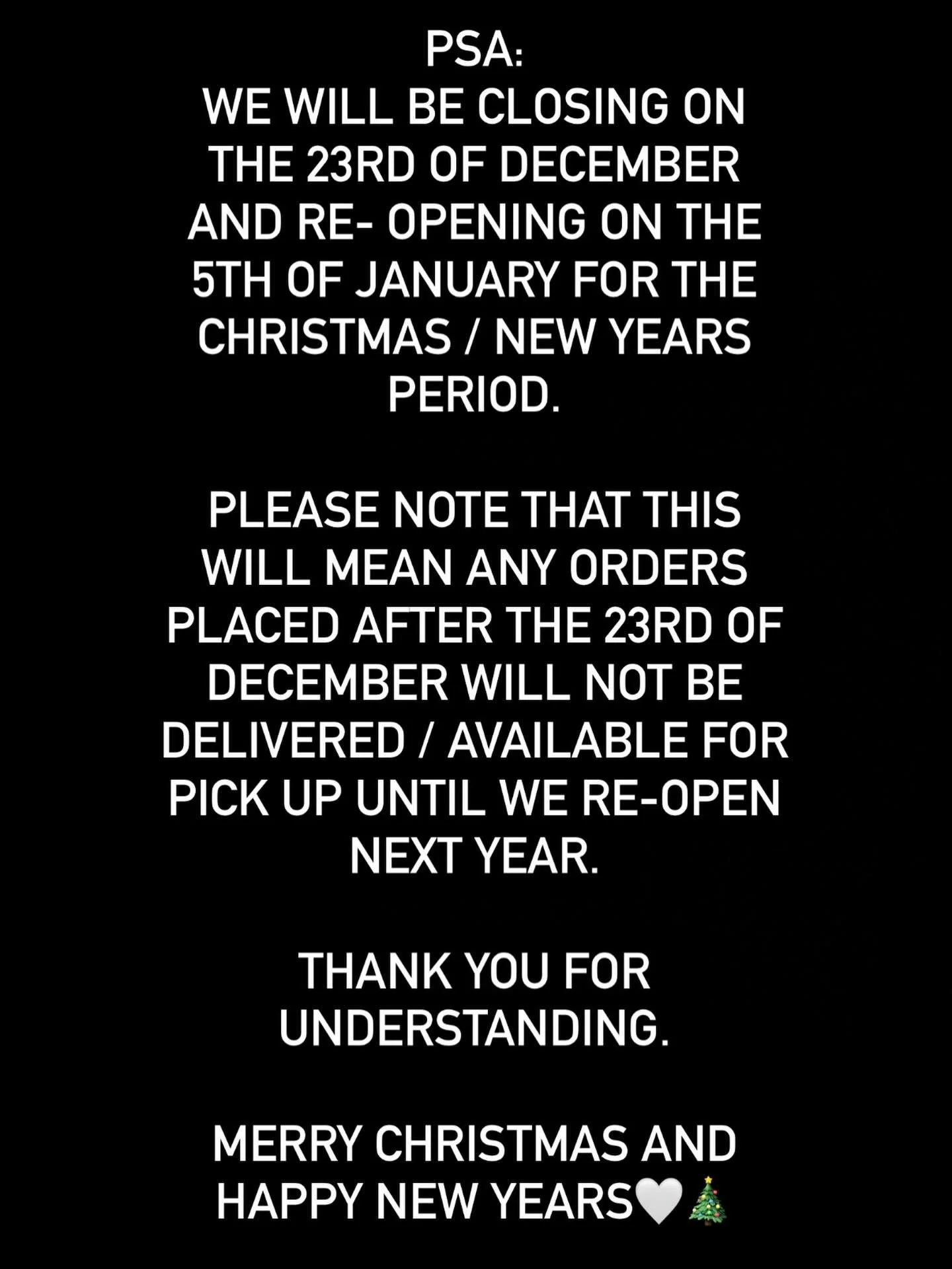 Make sure to get your orders in before the 23rd of December 🎄🎅🏼