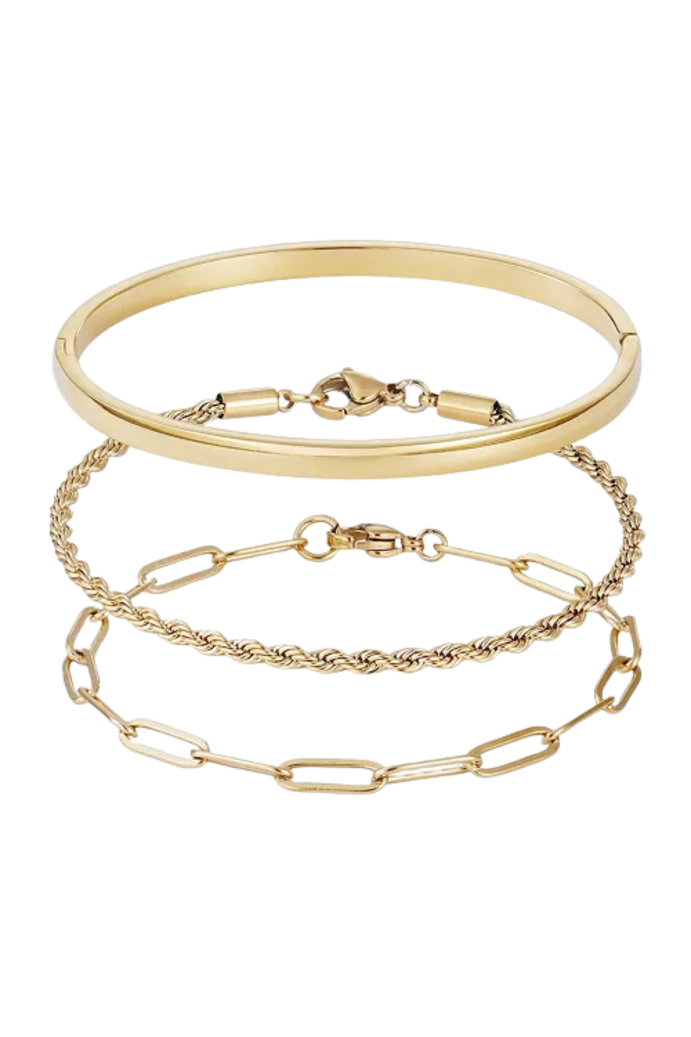A mirror and two bracelets, one plain and one with a chain link design, are reflected on a surface.