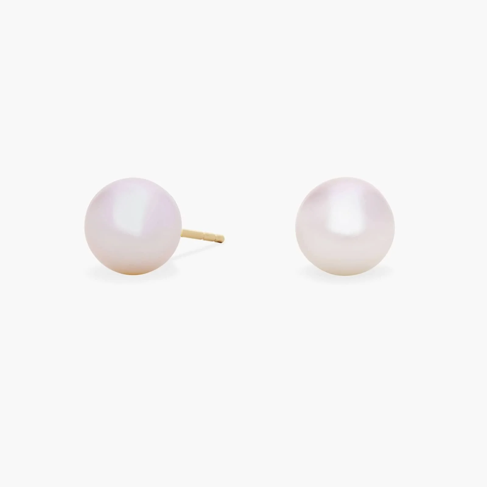 Pair of pearl earrings, one with a backing and one without, displayed against a white background.