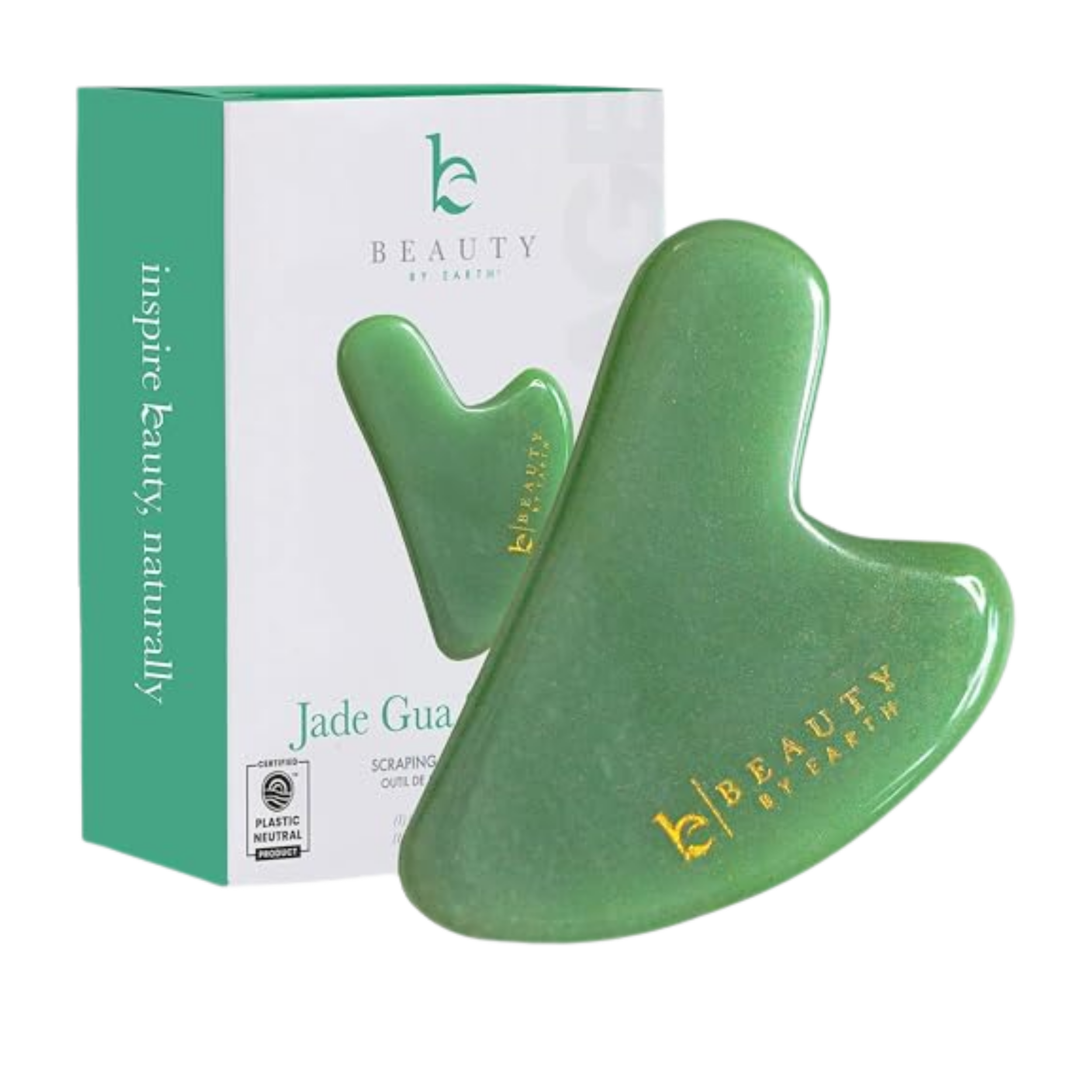 Green jade facial roller and a box of jade facial roller from Jade Gua.