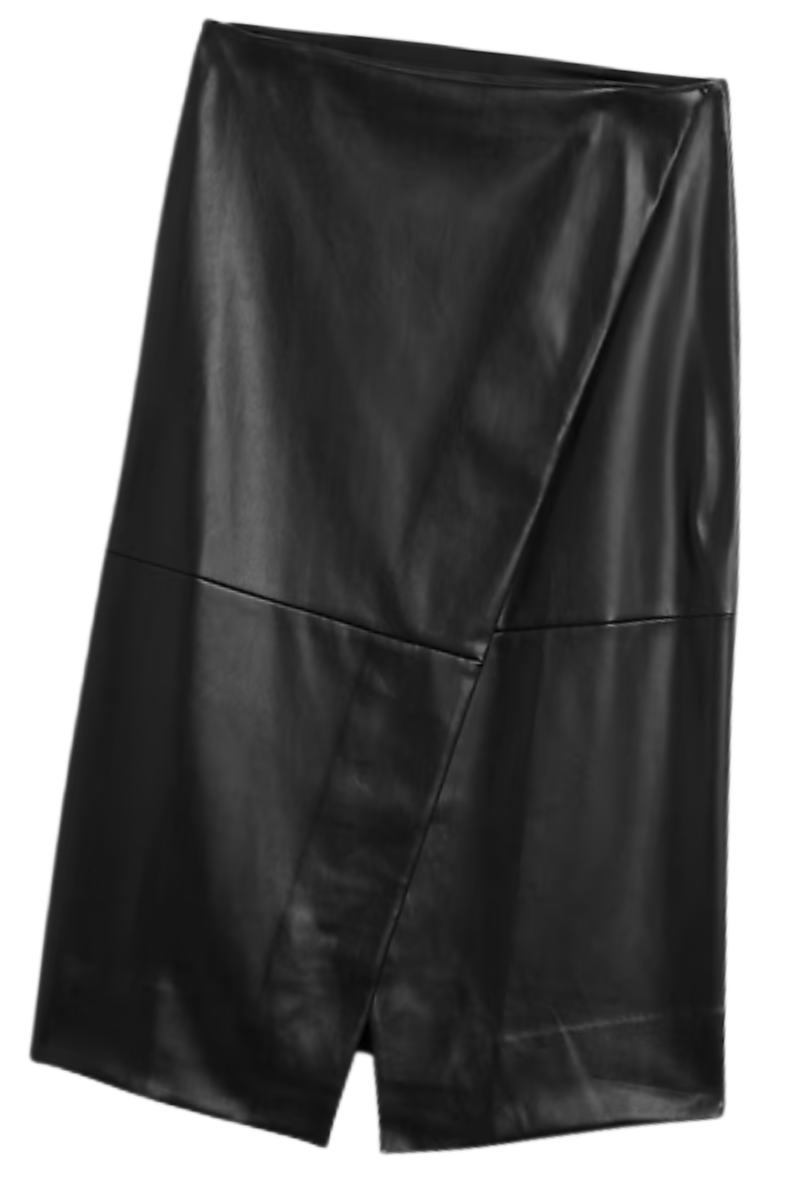 A black leather skirt