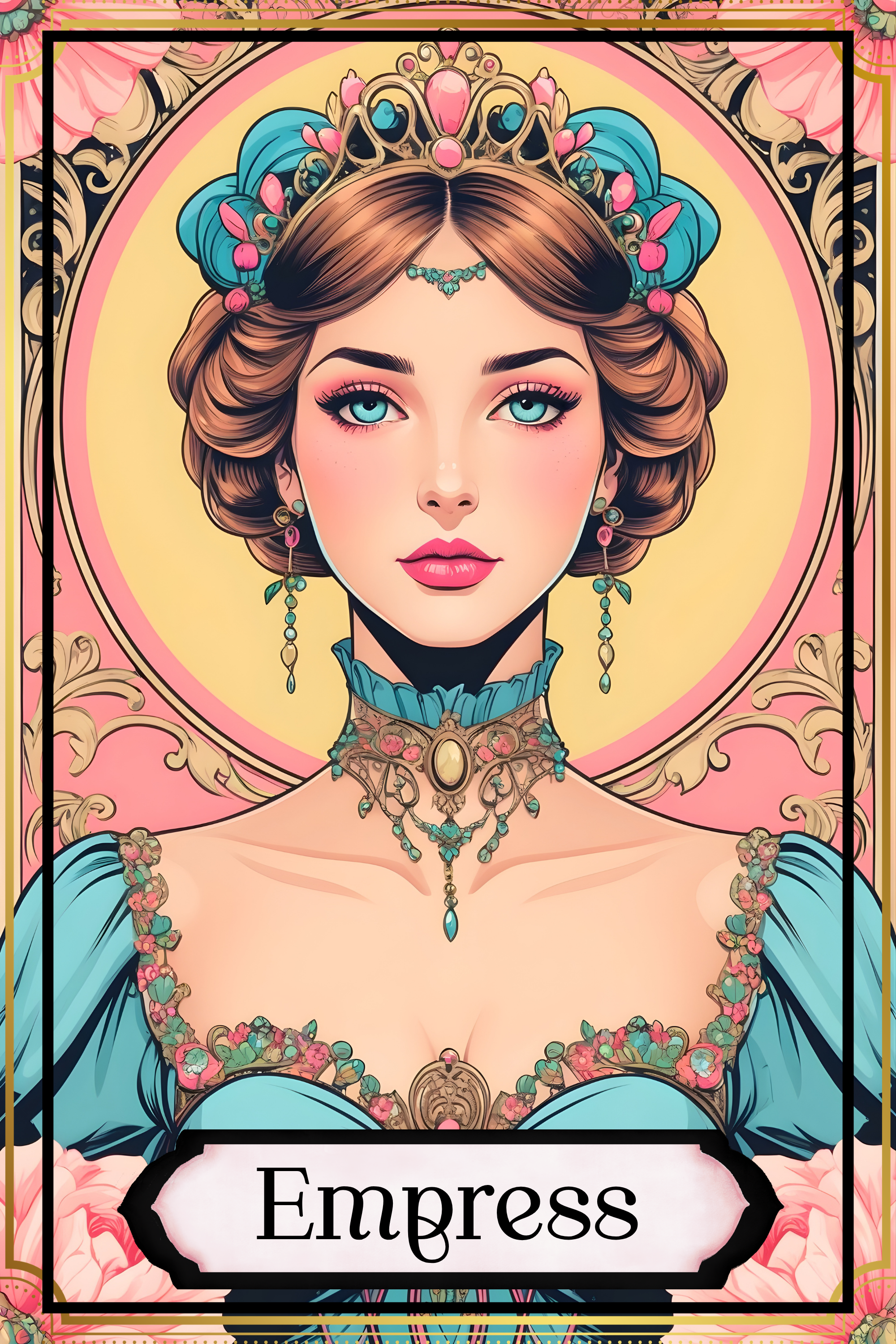 A colorful, artistic depiction of an empress princess wearing ornate jewelry and a crown, with the word 'Empress' at the bottom.