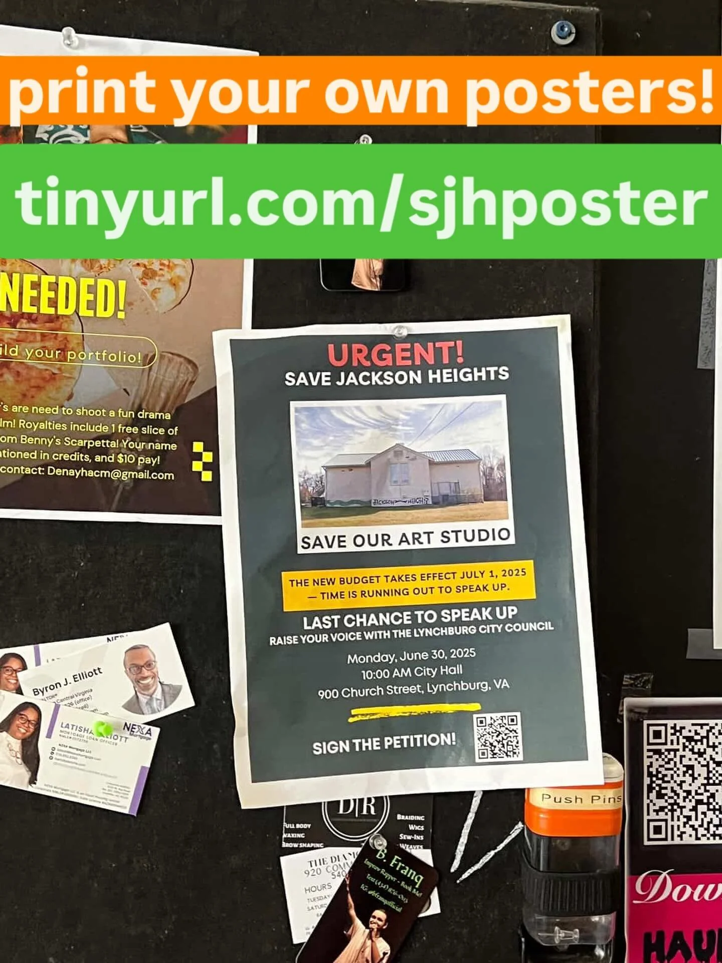 Thanks @hibriannajoy! This poster as seen at Benny&rsquo;s!🍕Get the word out!