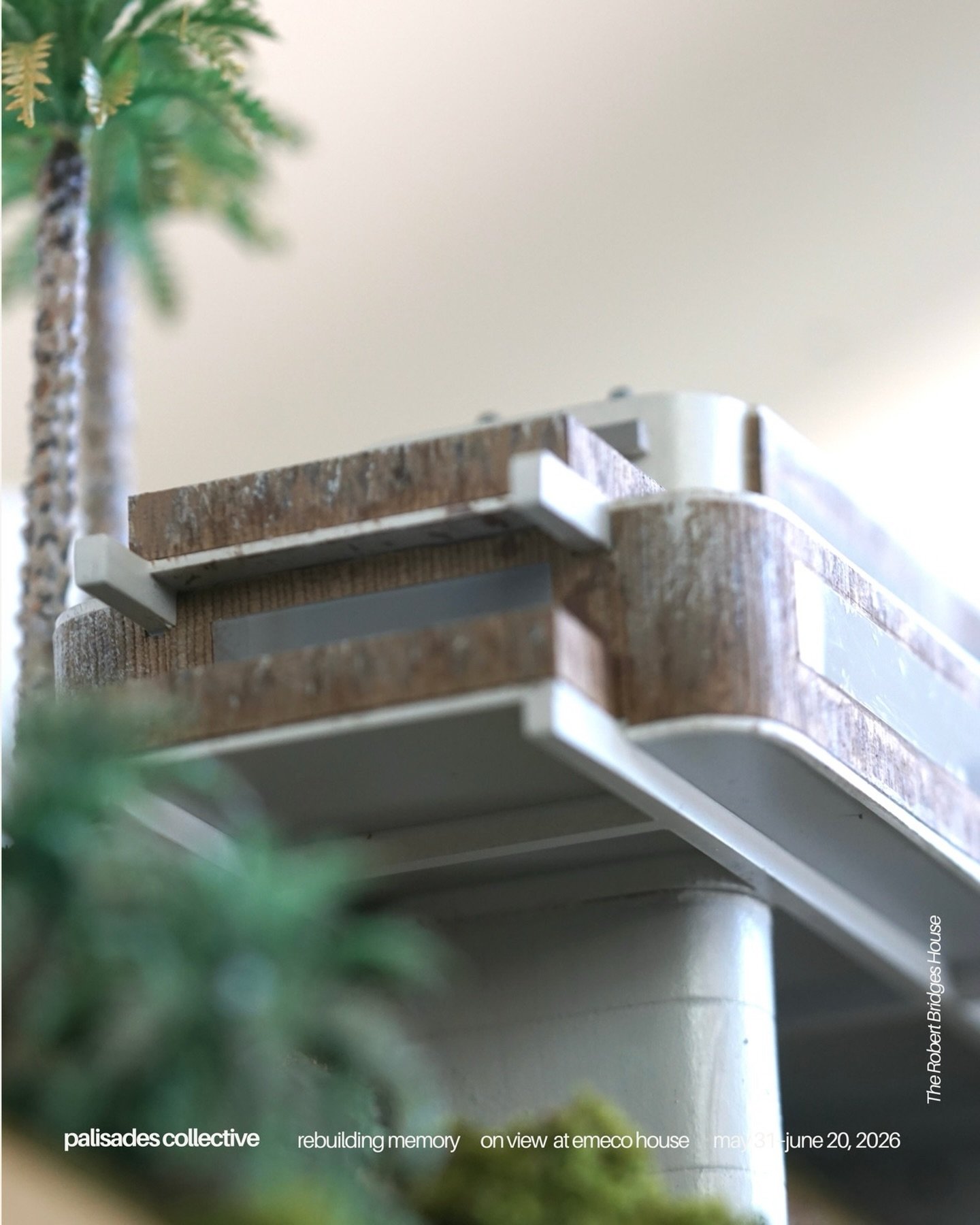 Robert Bridges House 

A cliffside Brutalist residence from the 1980s, engineered to cantilever over the landscape.

EMECO House, 507 Boccaccio Ave, Venice, CA 90291, United States
Opening: May 30, 5pm
On view: May 31 &ndash; June 20
Daily 12&ndash;6