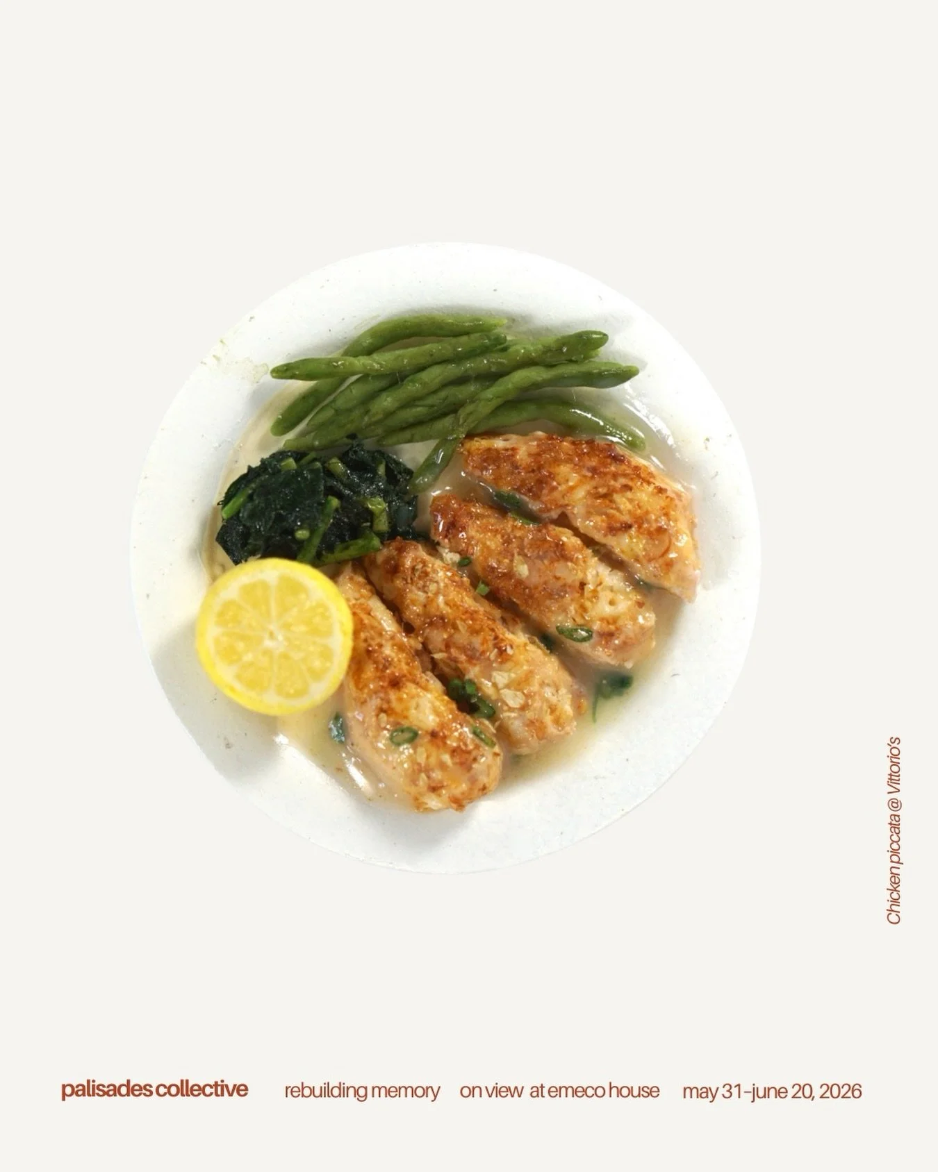 Chicken piccata at Vittorio&rsquo;s&mdash;lemon, butter, and a table that never felt rushed.

EMECO House, 507 Boccaccio Ave, Venice, CA 90291, United States
Opening: May 30, 5pm
On view: May 31 &ndash; June 20
Daily 12&ndash;6pm

#miniatureart #dior
