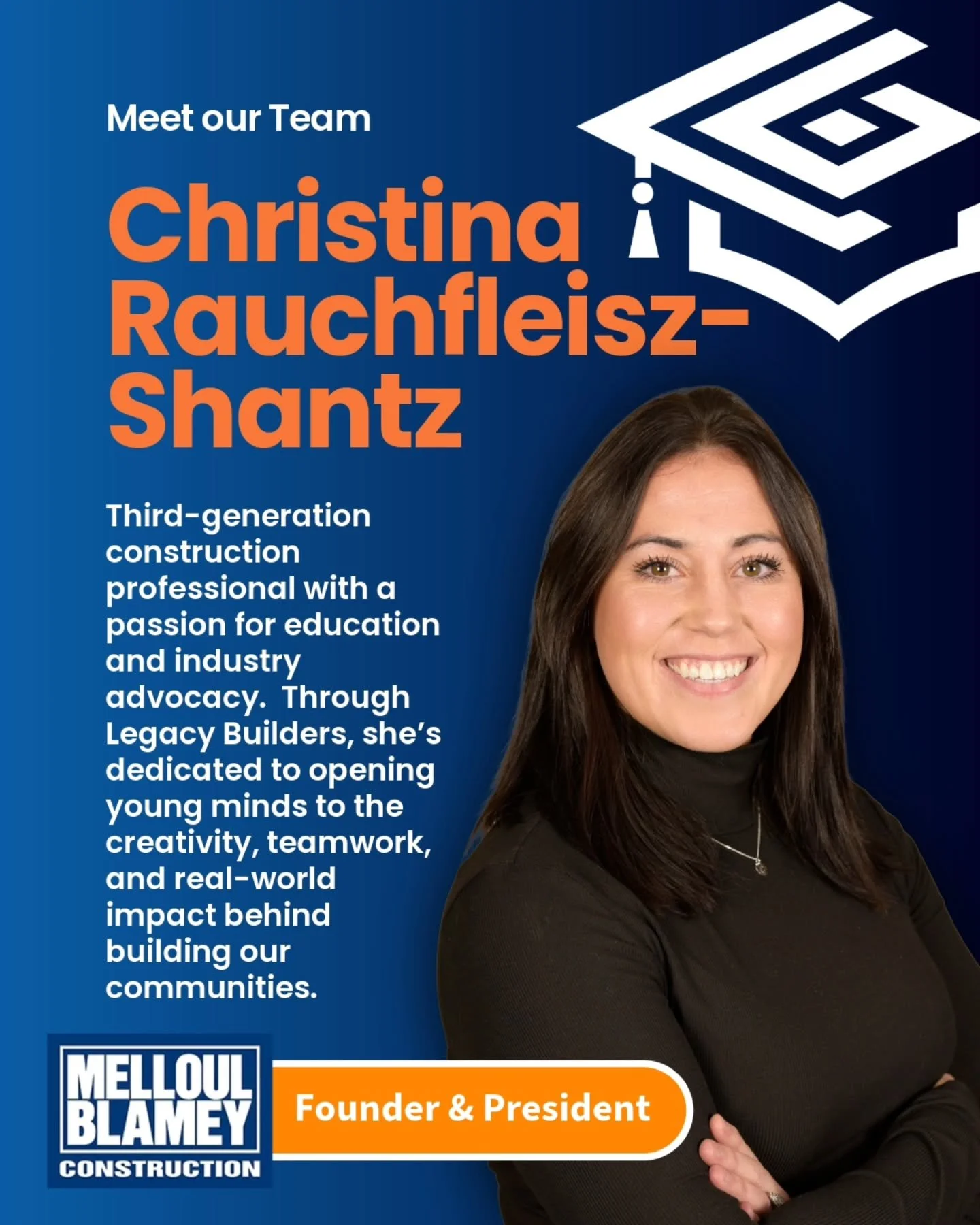 Meet Christina from @melloul_blamey - Our Founder &amp; President 👷&zwj;♀️

Construction has always been part of Christina&rsquo;s story &mdash; and now she&rsquo;s helping write the next chapter for future builders. From hands-on learning to real-w