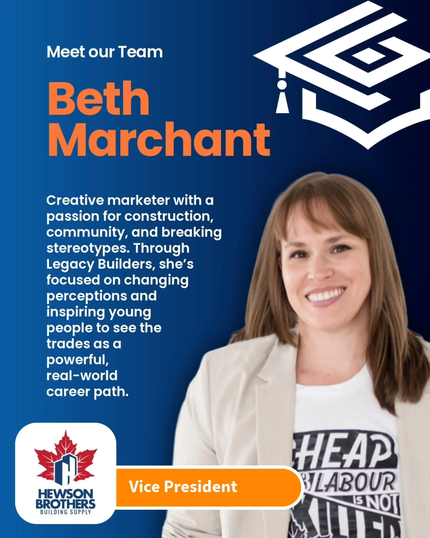 Meet Beth from @hewsonbros - Our Vice President 

Marketing meets mud boots. 🎨👷&zwj;♀️ Beth brings creativity, storytelling, and bold advocacy to Legacy Builders, helping change how young people see construction careers. 

Her mission? Break stereo