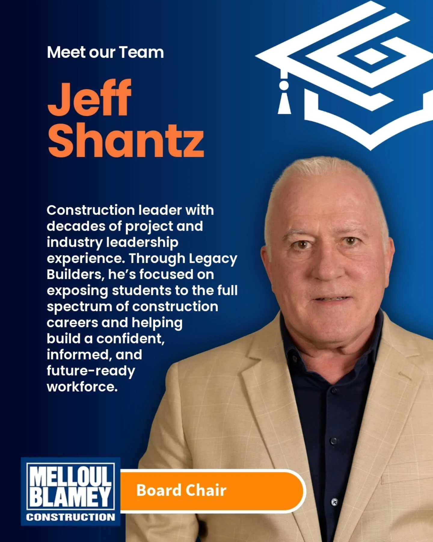 Meet Jeff from @melloul_blamey - Our Board Chair

Nearly four decades in construction leadership &mdash; and still excited to see students light up when they discover what this industry can offer. 🏗️

Jeff believes early exposure builds confidence, 