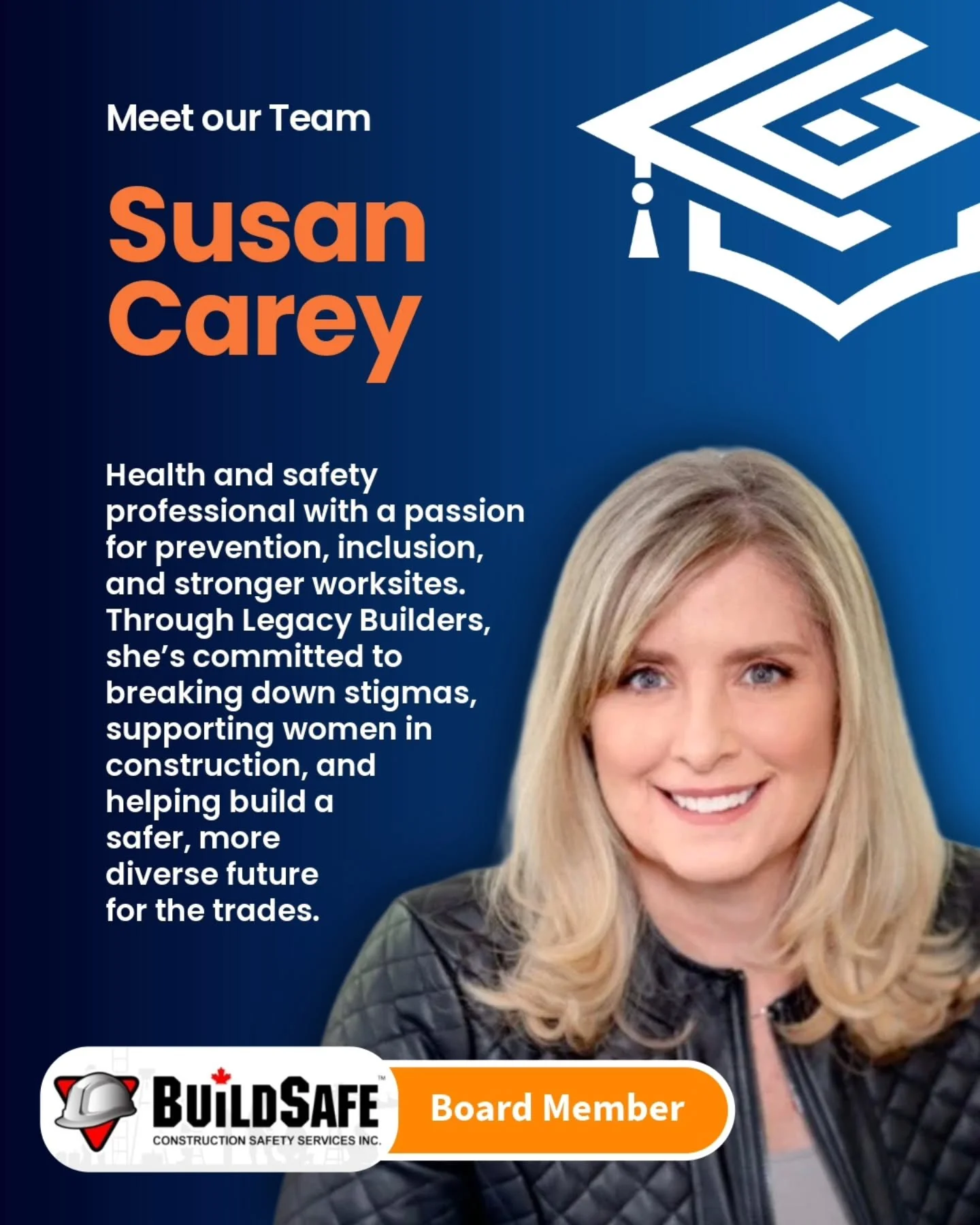 Meet Susan from @buildsafe_ - Our Board Member

From healthcare to health &amp; safety &mdash; and now helping shape the future of construction. 🦺

Susan is passionate about prevention, inclusion, and creating safer worksites. She&rsquo;s a strong a