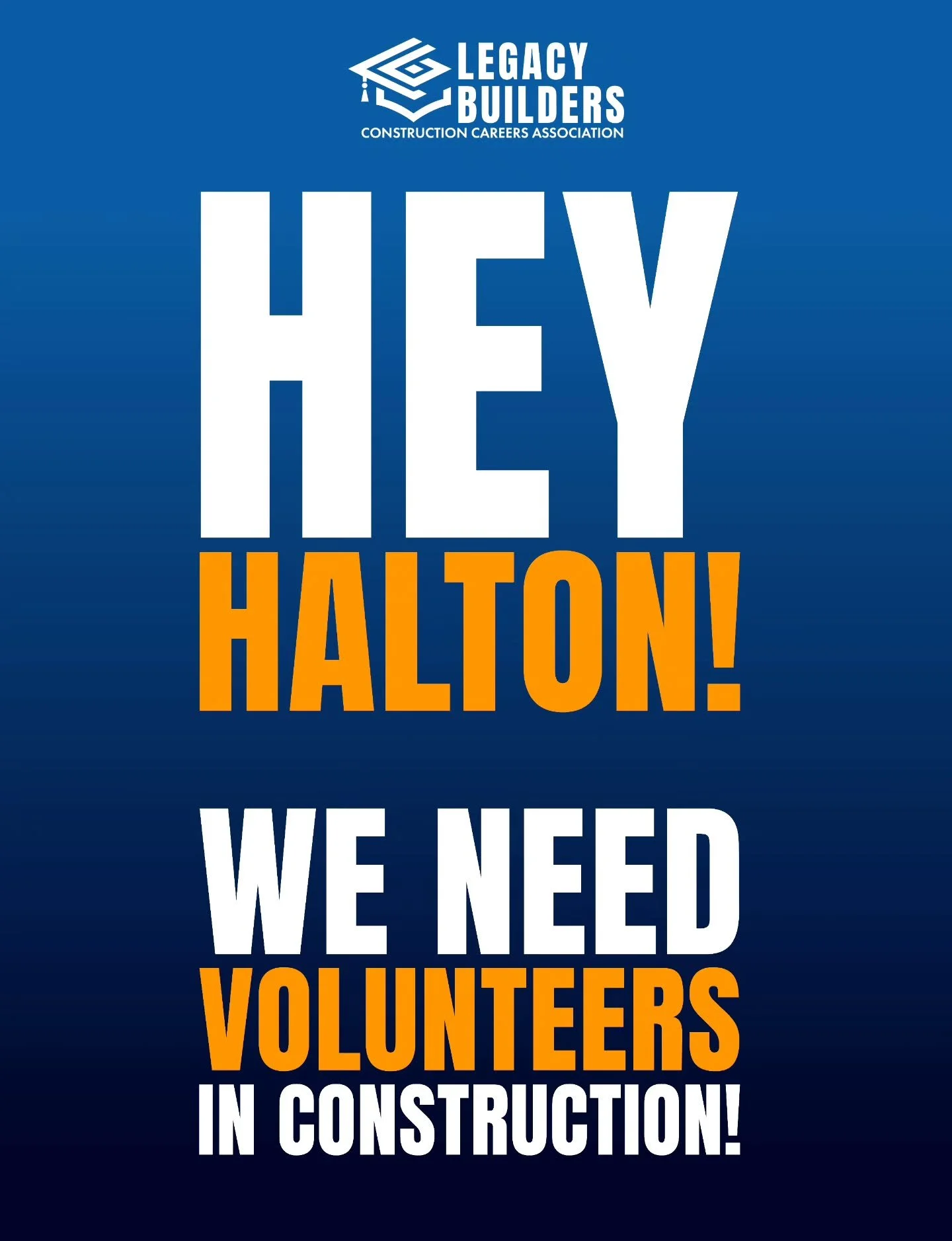 @legacybuildersprogram is expanding into the #HaltonRegion this Fall, and we&rsquo;re looking for awesome volunteers from the #HaltonConstruction industry to help inspire the next generation of skilled trades workers in #OakvilleON and #BurlingtonON
