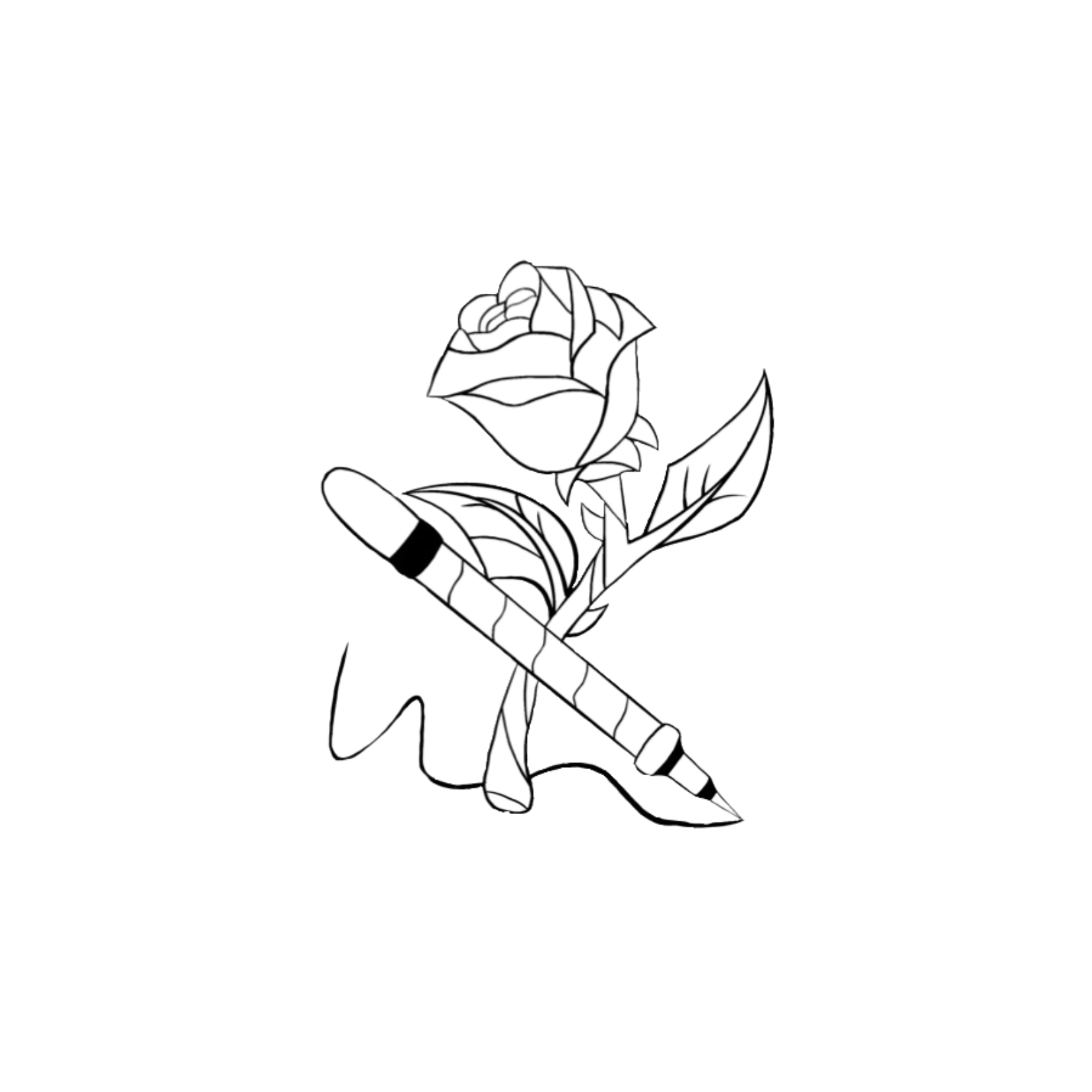 A digital illustration of a rose with circuit board patterns and neon colors