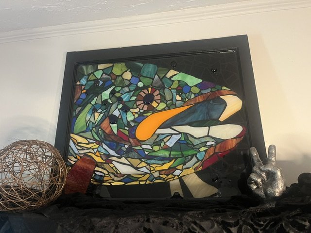 Abstract Fish Stained Glass Window Art