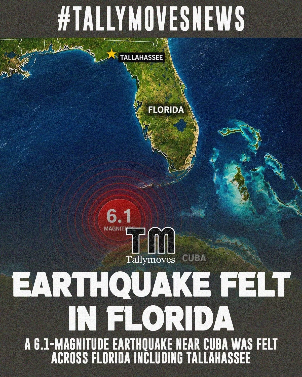 #TallymovesNews So the ground shook today in Florida 😳

🚨 BREAKING: A 6.1-magnitude earthquake near Cuba was felt across Florida, including Tallahassee.
&bull;
&bull;
&bull; 
Credit: 6.1 Magnitude Earthquake near Cuba
Send content to DMs or Tag @ta
