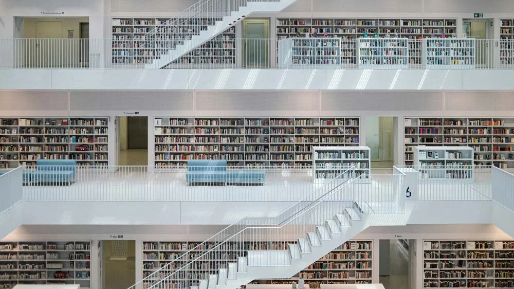 3 level library with modern look