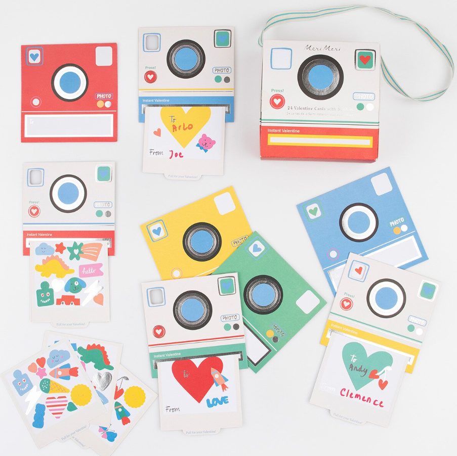 PREORDER SPECIAL: Instant Camera Kids Valentine's Cards & Stickers Set (x 24)