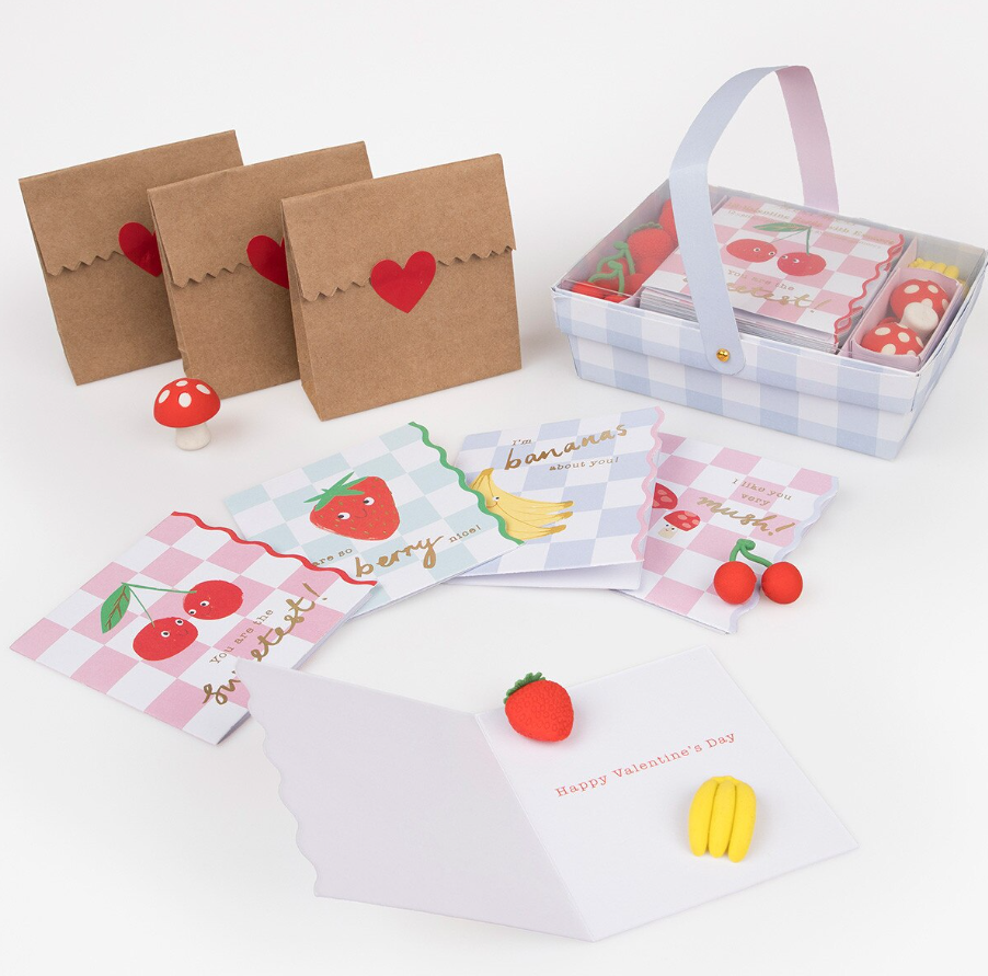 PREORDER SPECIAL: Fruit Basket Kids Valentine's Cards & Erasers Set (x 12)