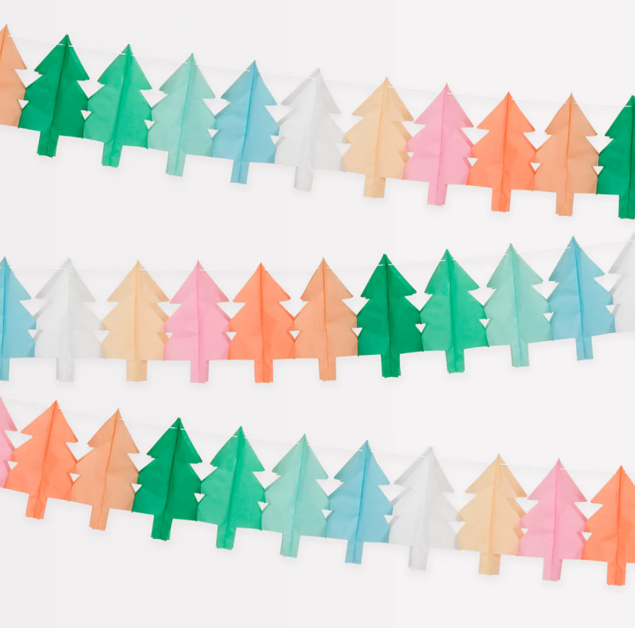 Tissue Paper Christmas Tree Garland Set