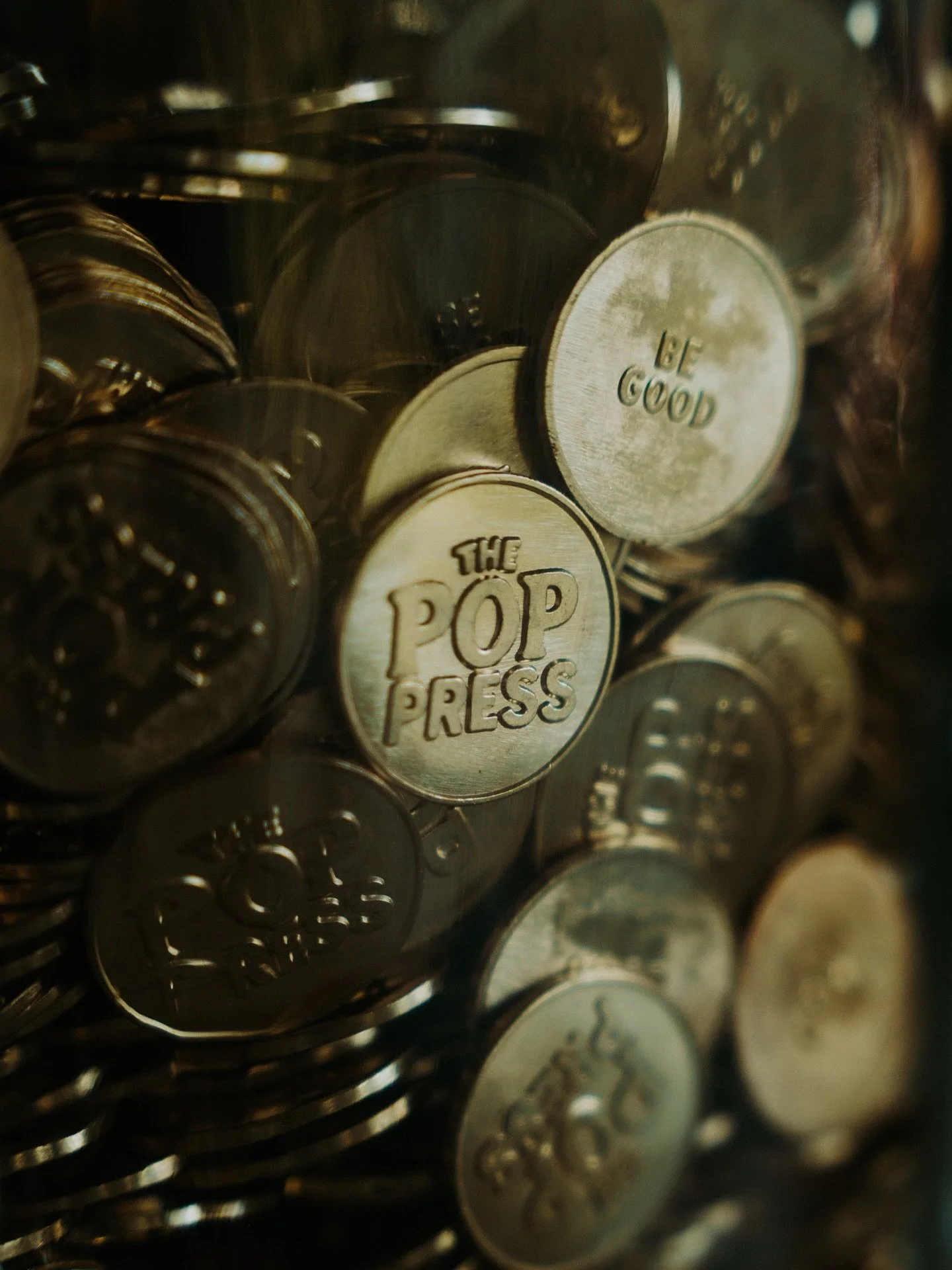 The tokens are here!!! 
And they are so much better than we imagined. We&rsquo;ve officially booked our first wedding (!!) and The Pop Press is officially leaving the house. If you&rsquo;ve been thinking about booking us, this is your sign.
✨Custom d