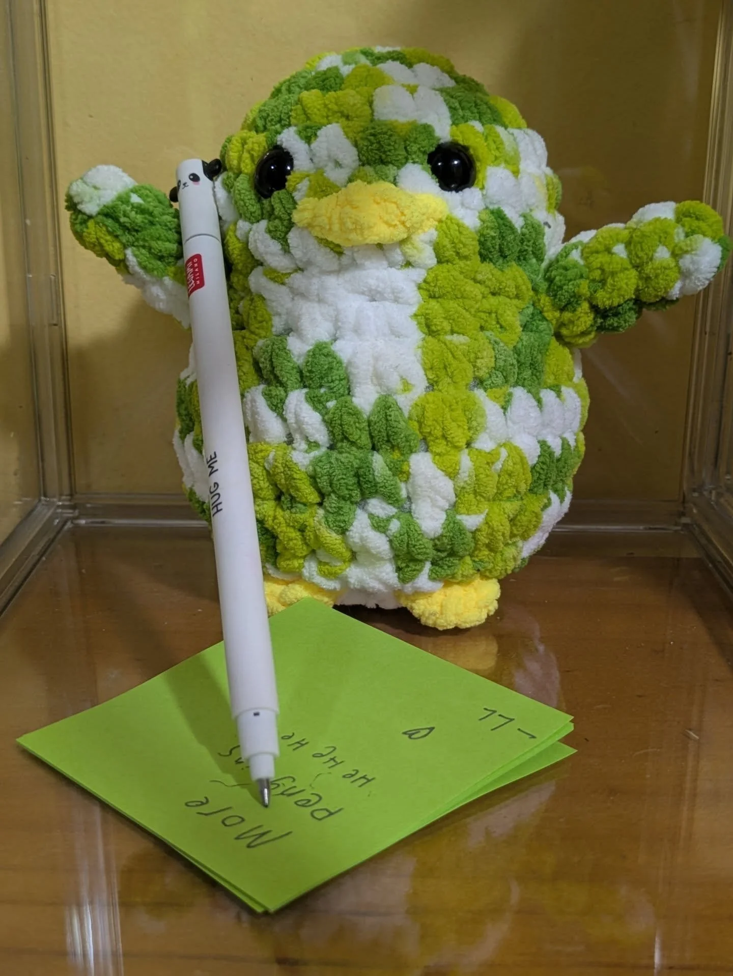 We knew Lemonade Lime 🍋🟩 was expecting a new friend soon &mdash; he's been hinting at it all week. But today we found a little note in the office that says it all:

&ldquo;More penguins. He He He
LL&rdquo; 💚

He's clearly getting impatient. He's a