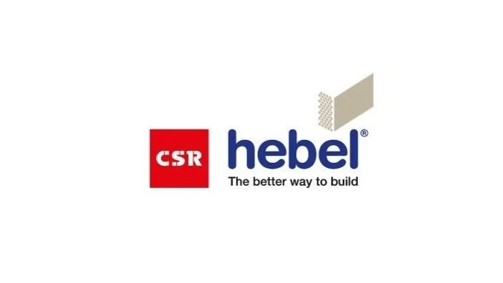 Logo of CSR Hebel with the slogan 'The better way to build' in blue and black text.