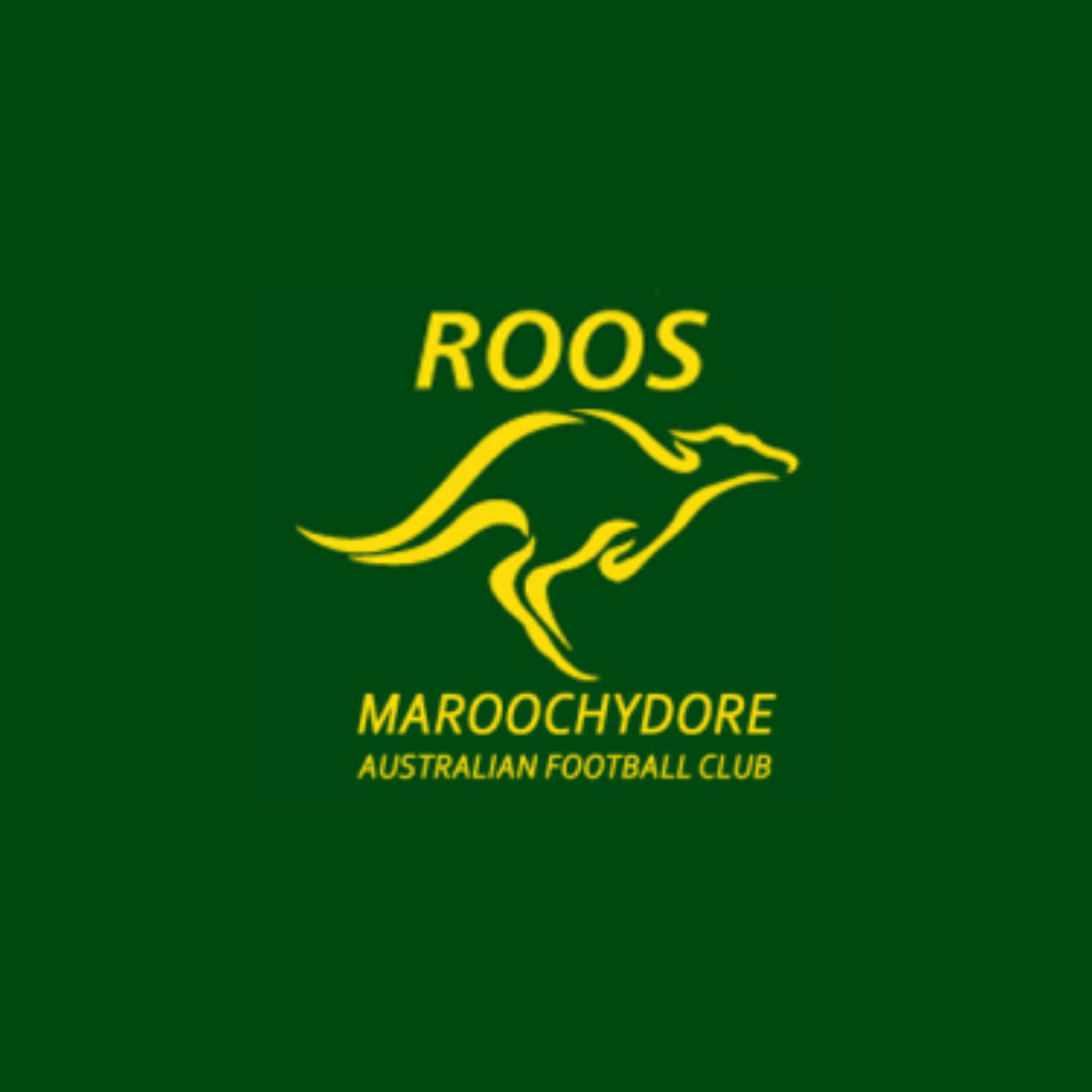 Logo of Morochydore Australian Football Club with a stylized yellow kangaroo on a green background and yellow text.