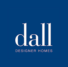 Logo of Dall Designer Homes with a dark blue background and white text.